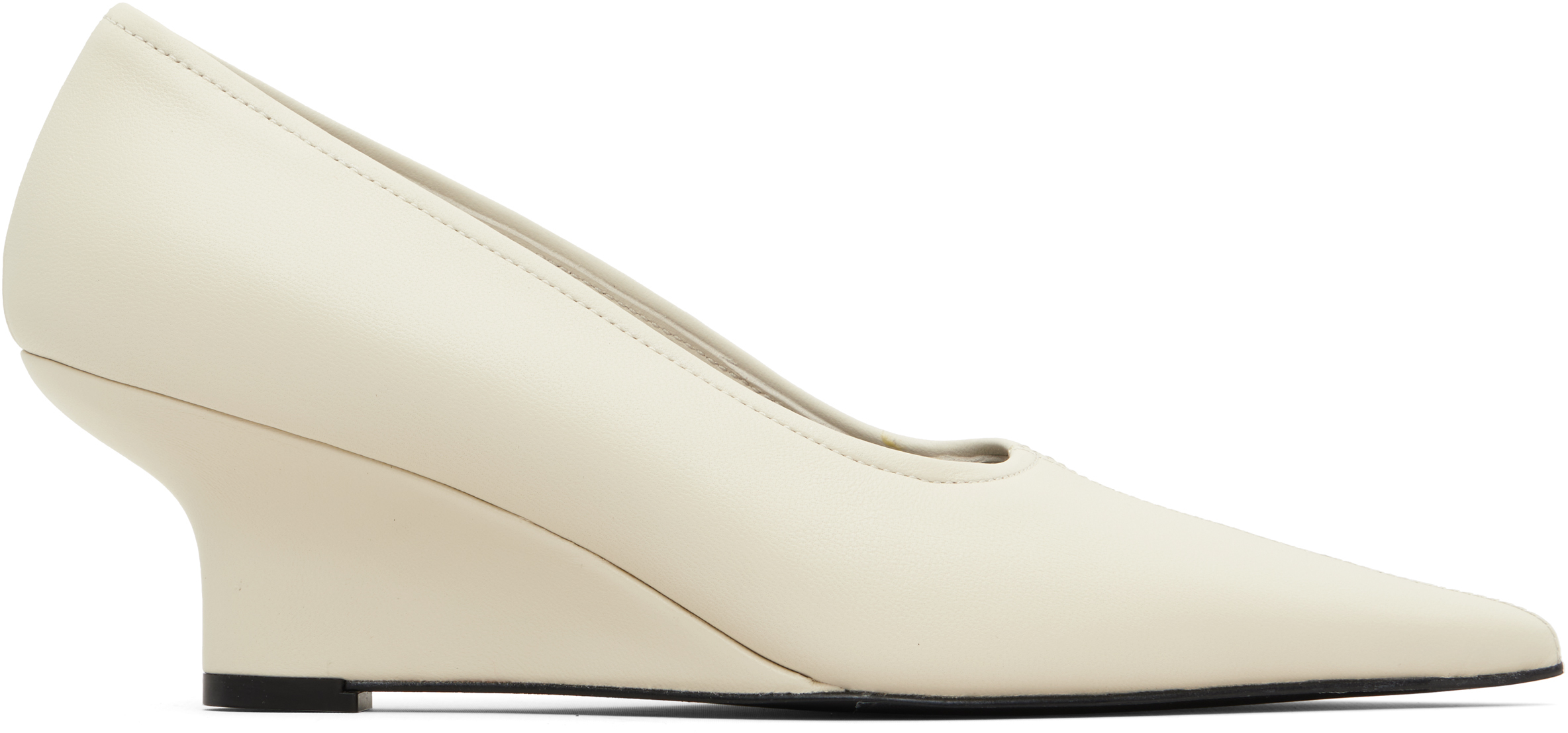 TOTEME White Sharp Nappa Wedge Heels