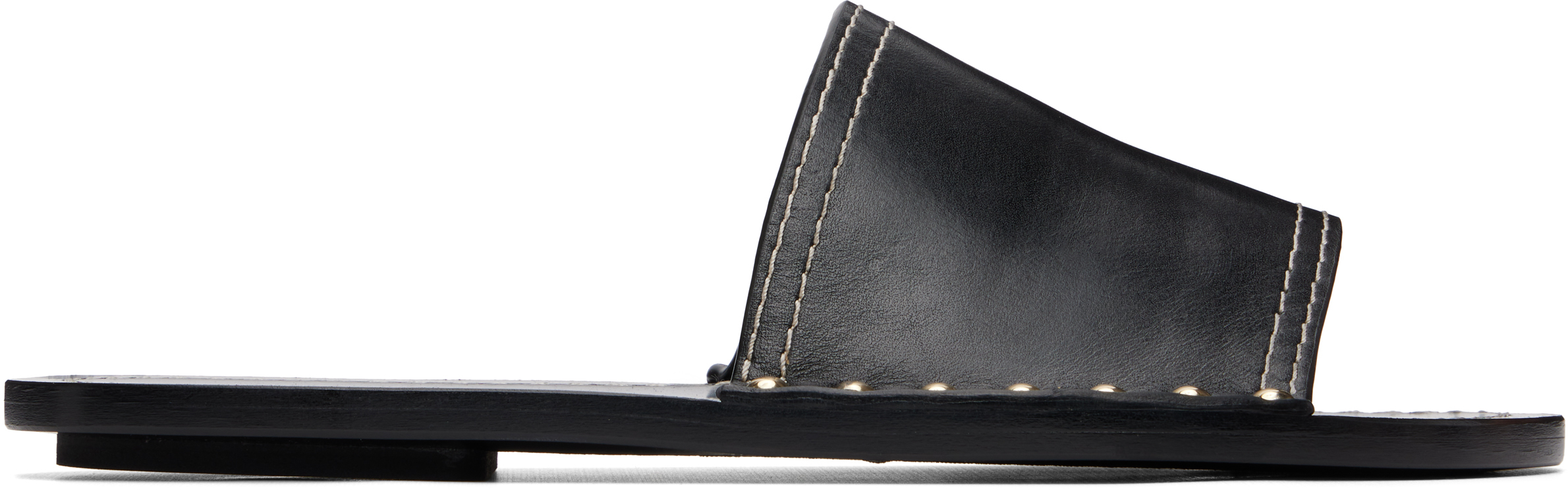 TOTEME Black Studded Leather Slide Sandals