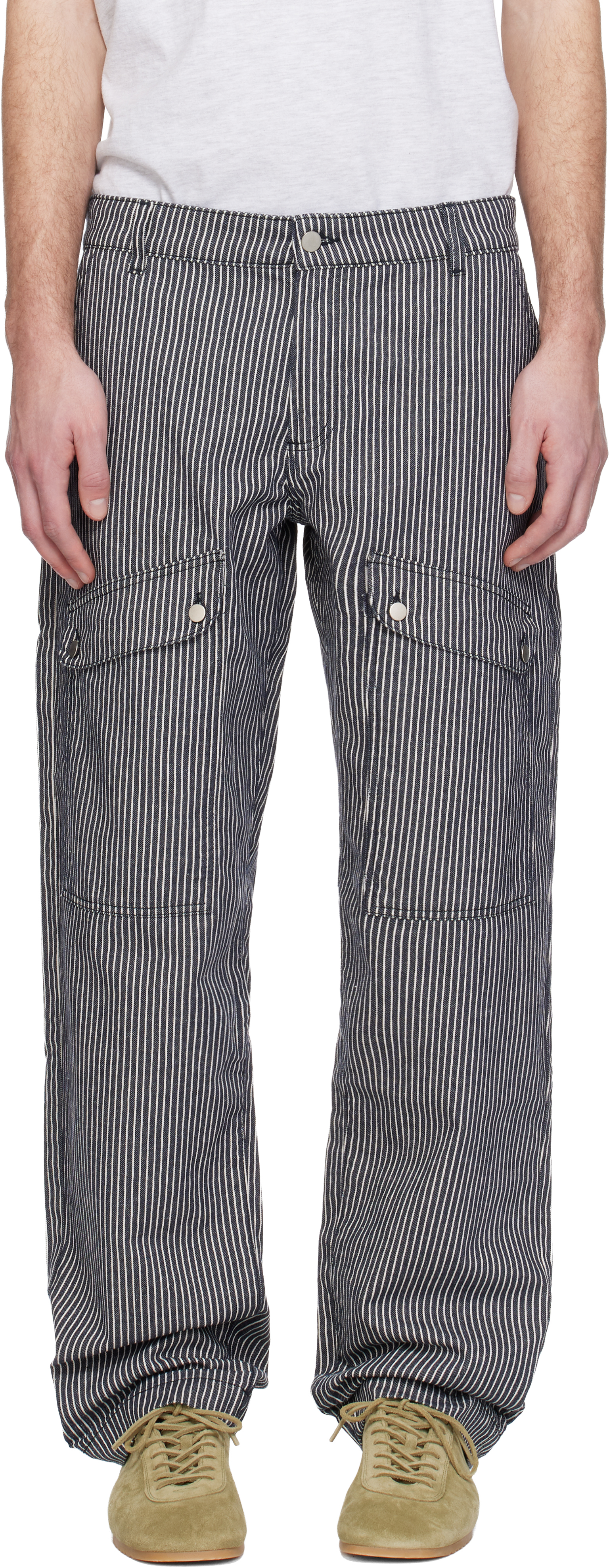 Blue & White Brixton Trousers by Gimaguas on Sale