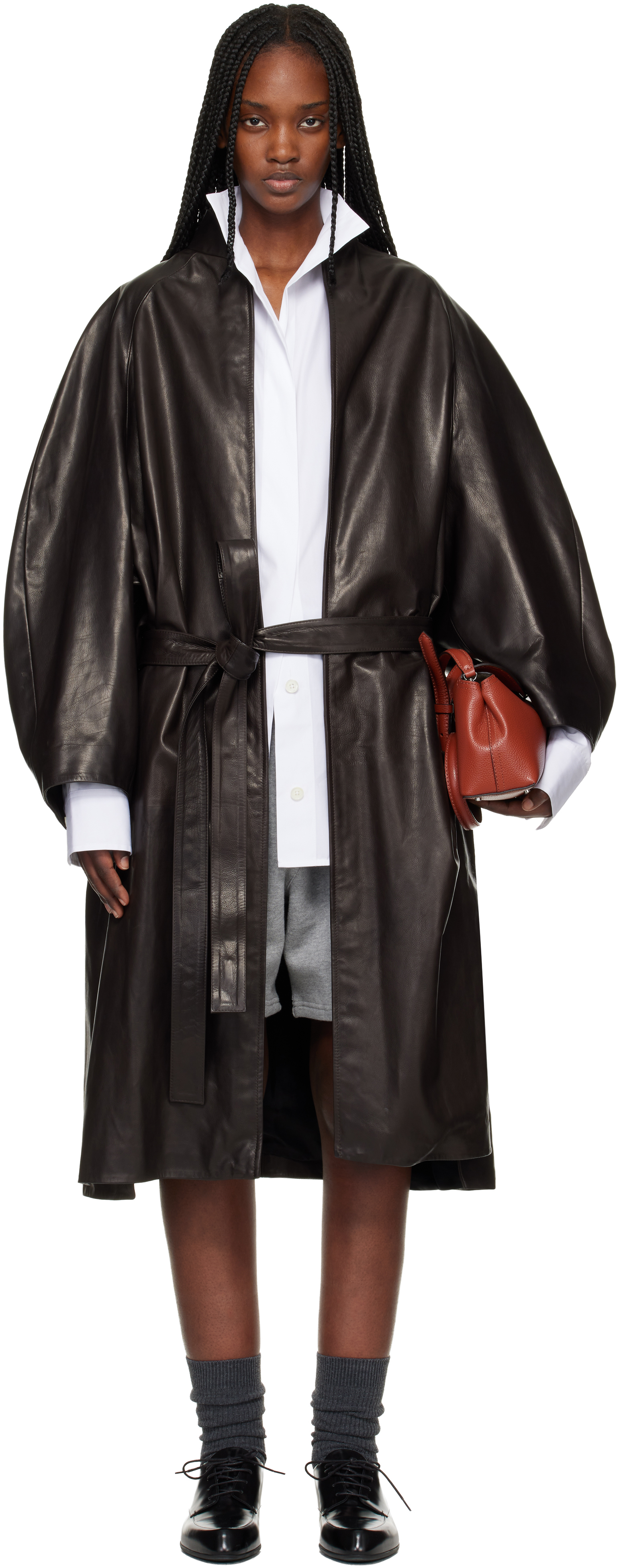 Fear of God: ブラウン ベルト レザーコート | SSENSE 日本