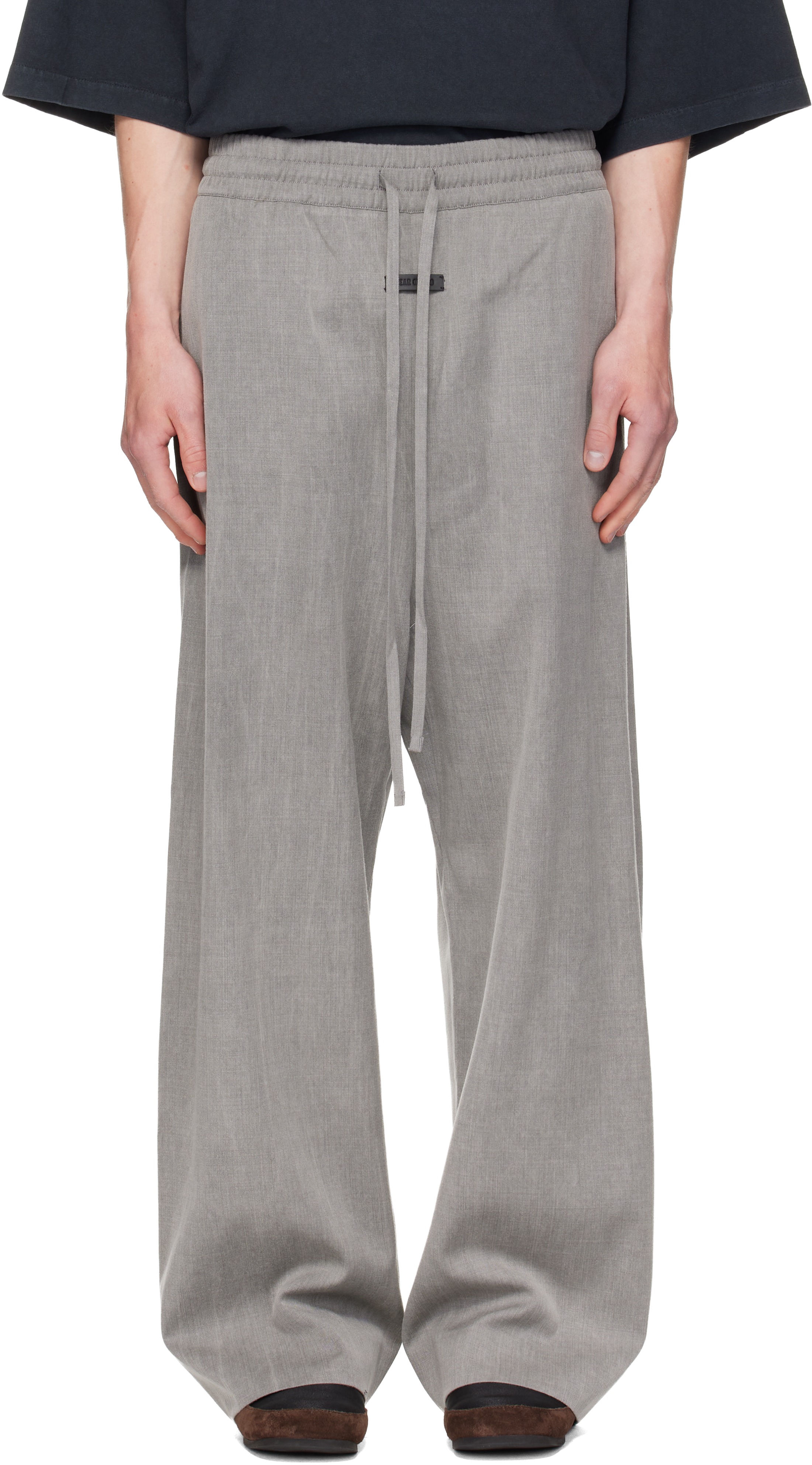 Pleated God of Fear グレー M ウールカシミヤパンツ 8th god of fear Drawstring Saks | Pants Straight-Leg Wool パンツ