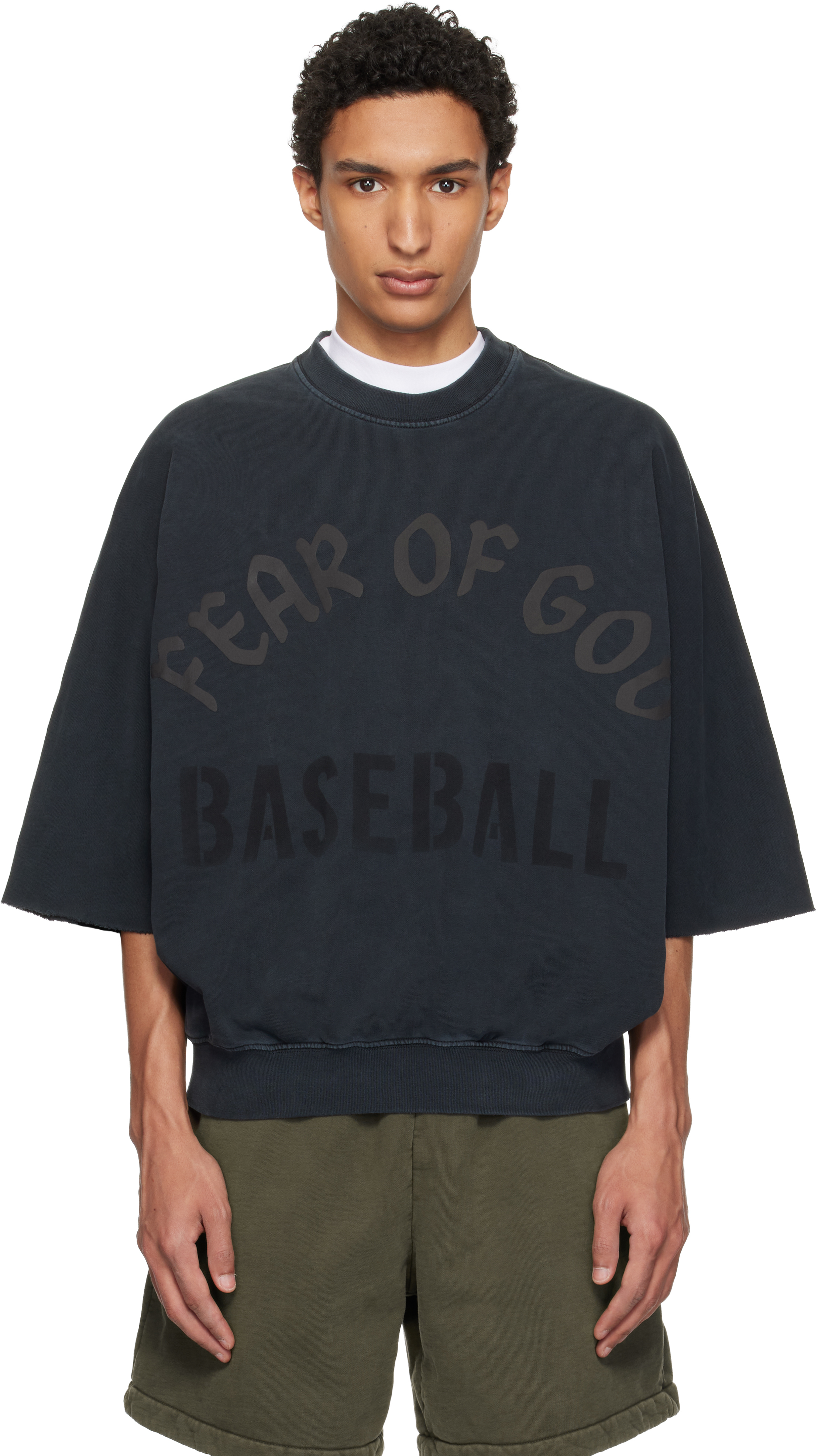 Fear of God: Black 'Baseball' Cut Sleeve Sweatshirt | SSENSE Canada
