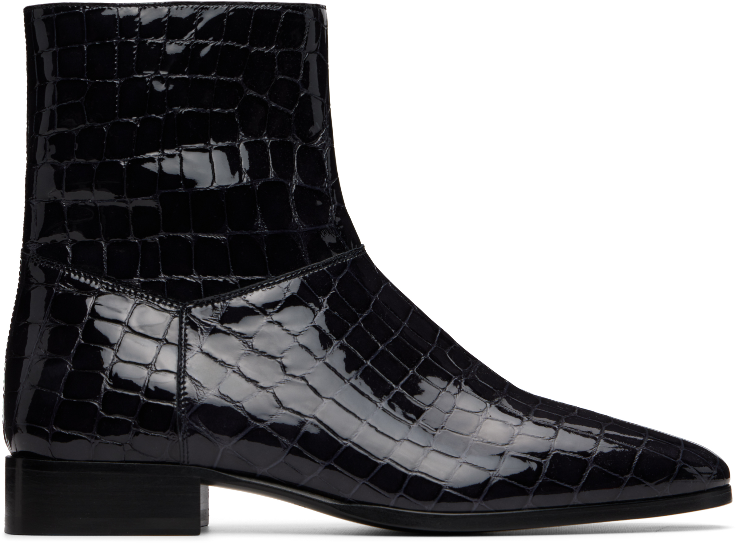 Fear of God Navy Croc-Embossed Ankle Boots