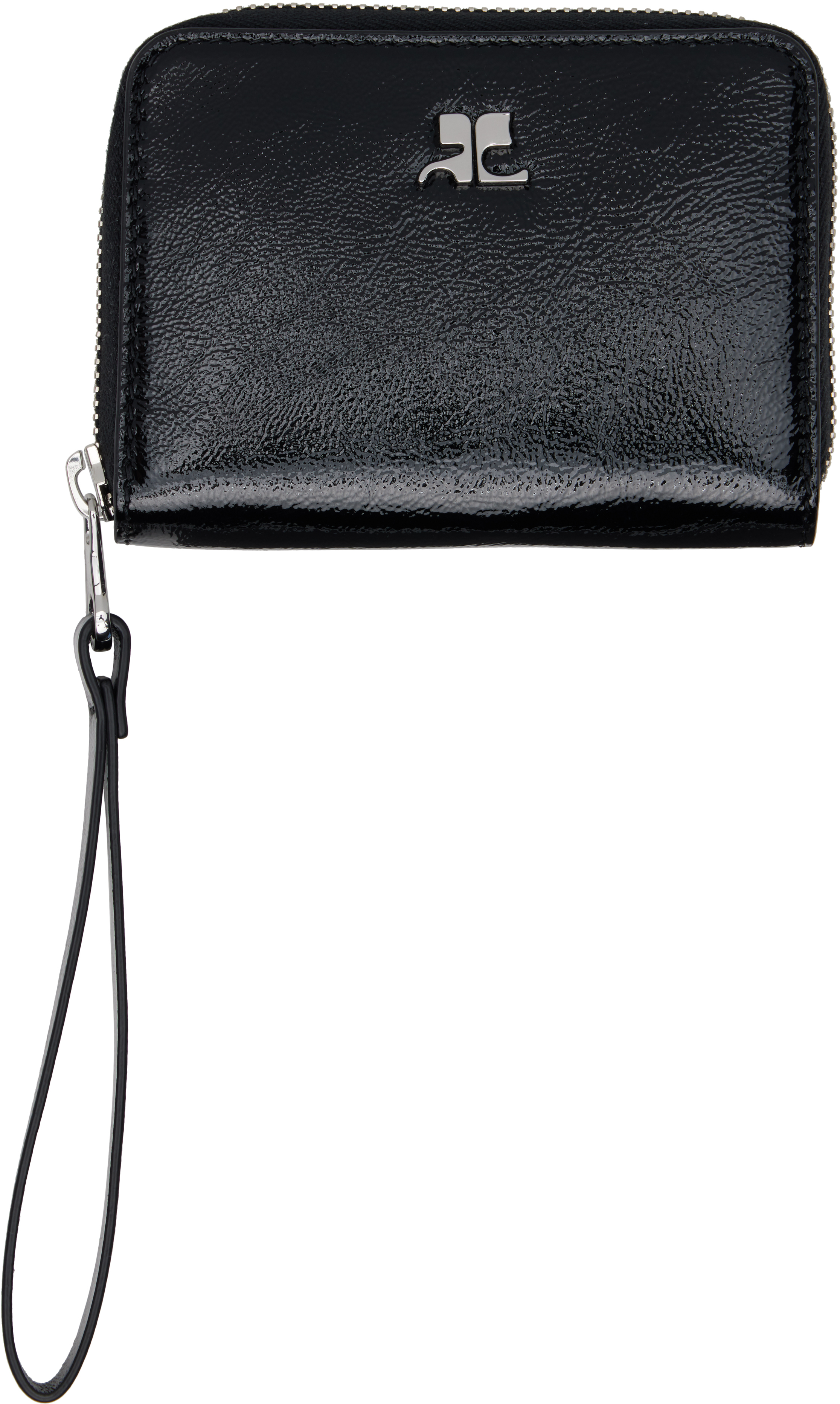 Courrèges Black Naplack Zipped Compact Wallet