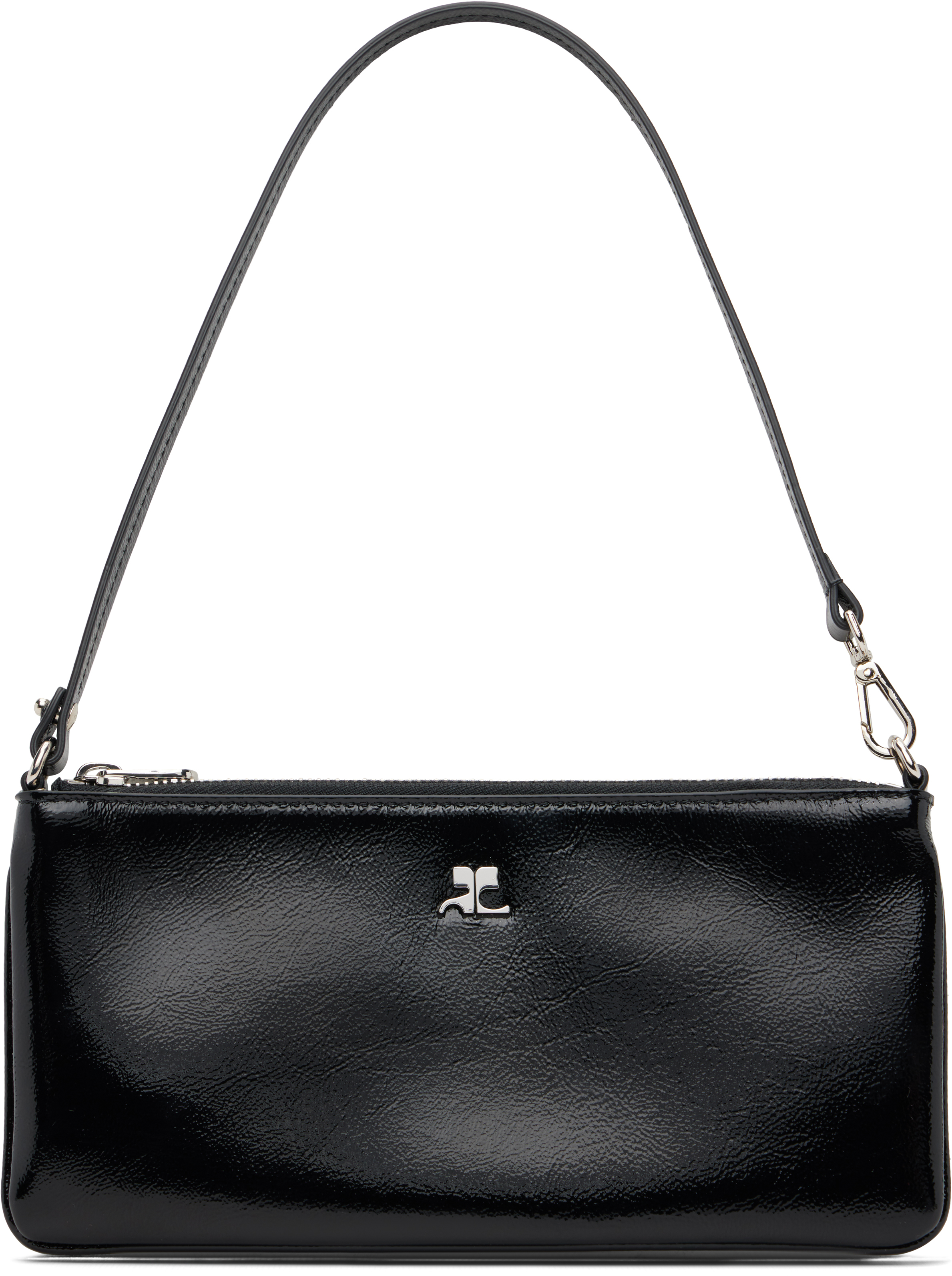 Black Zipped Naplack Pouch by Courrèges on Sale