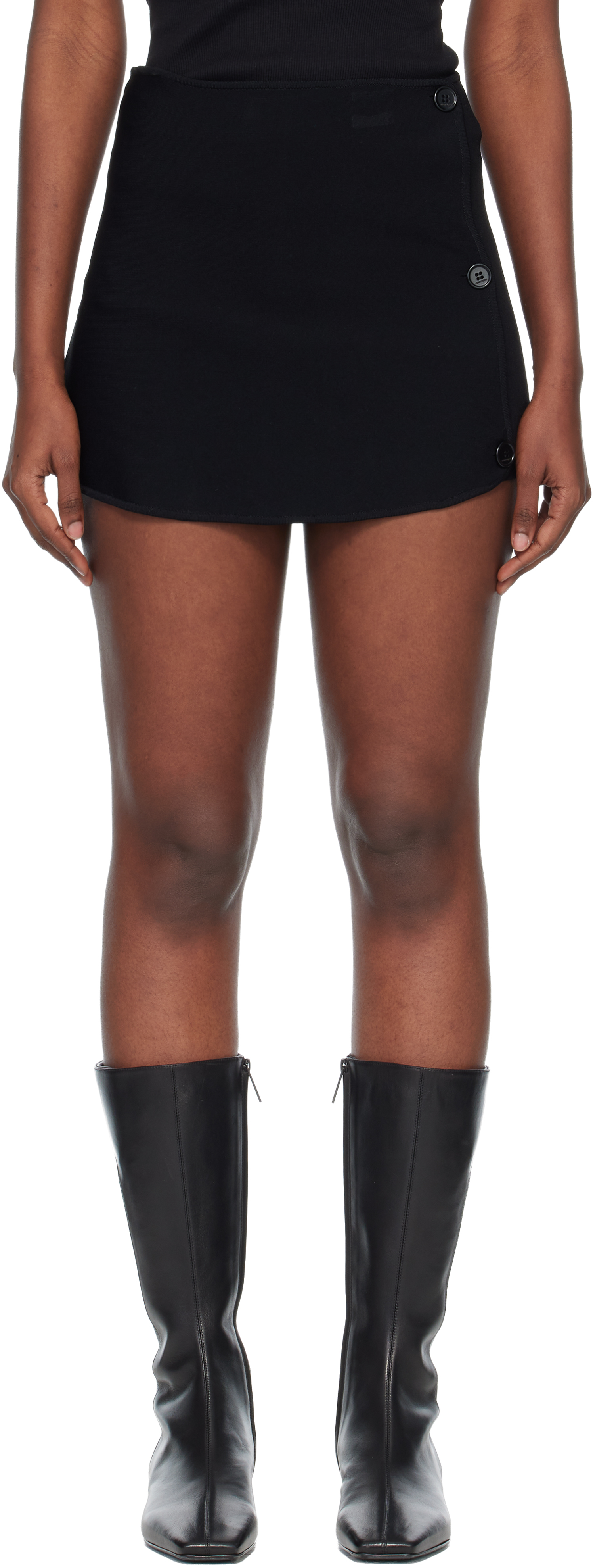 Courrèges Black Oblique Buttoned Knit Mini Skort