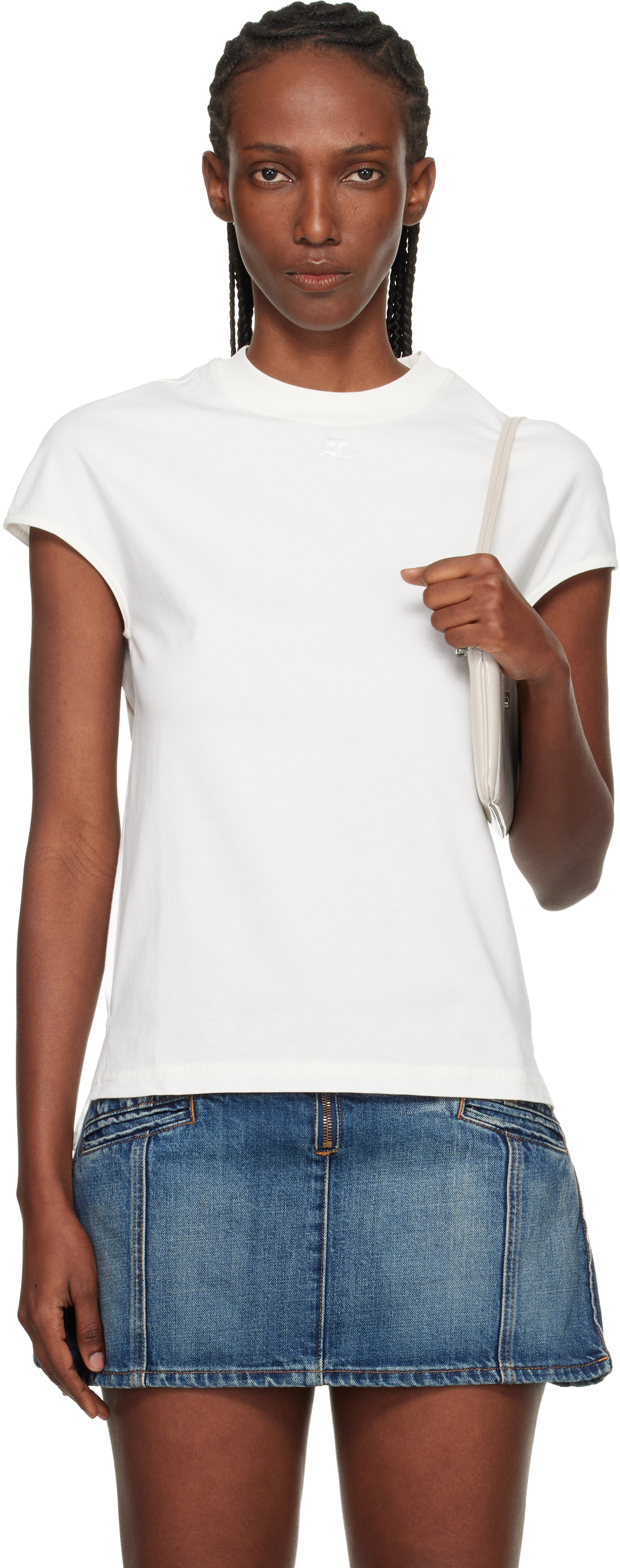 White Oversized T-shirt by Courrèges on Sale