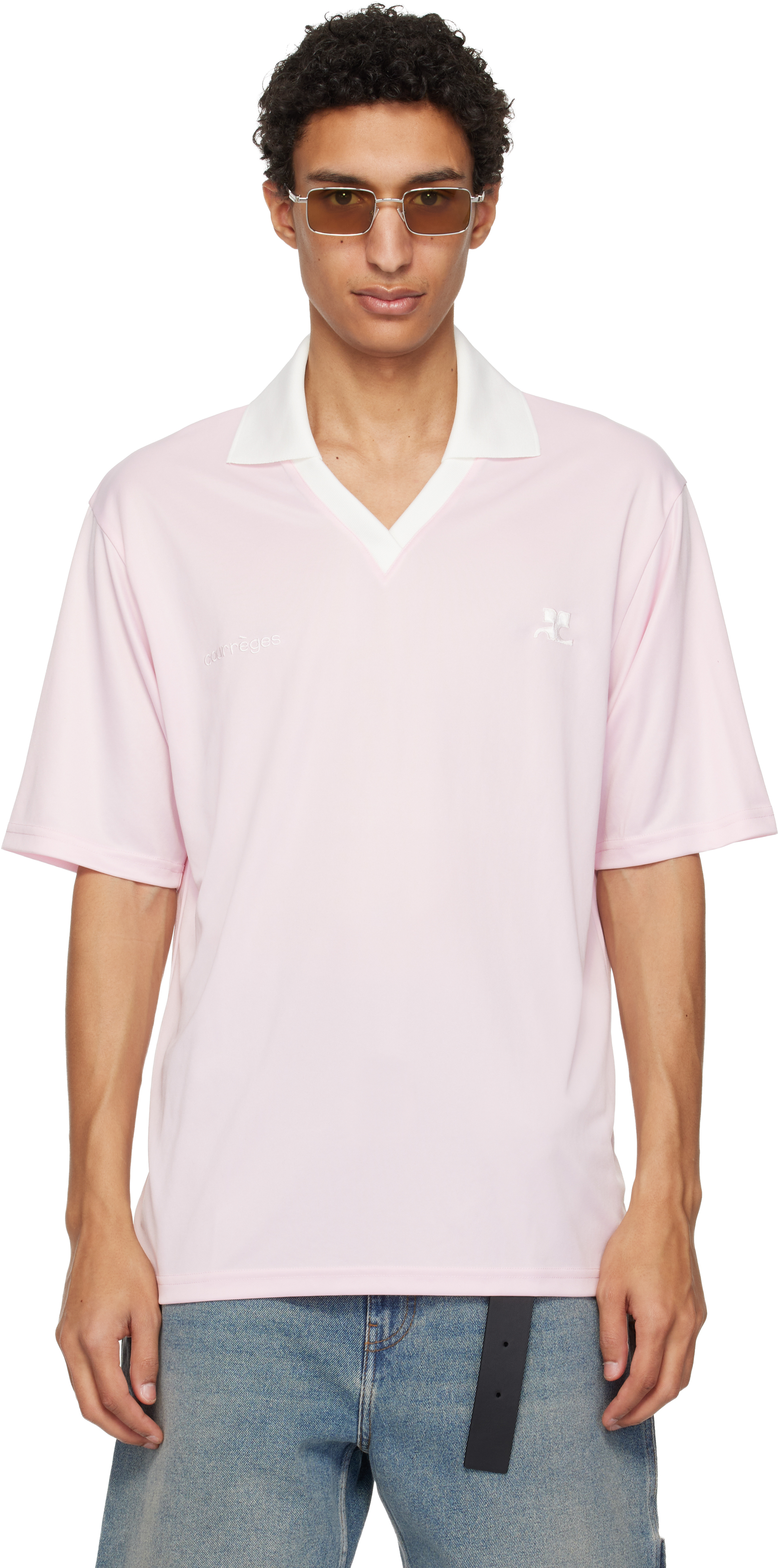 Pink Oversized Sports Polo by Courrèges on Sale