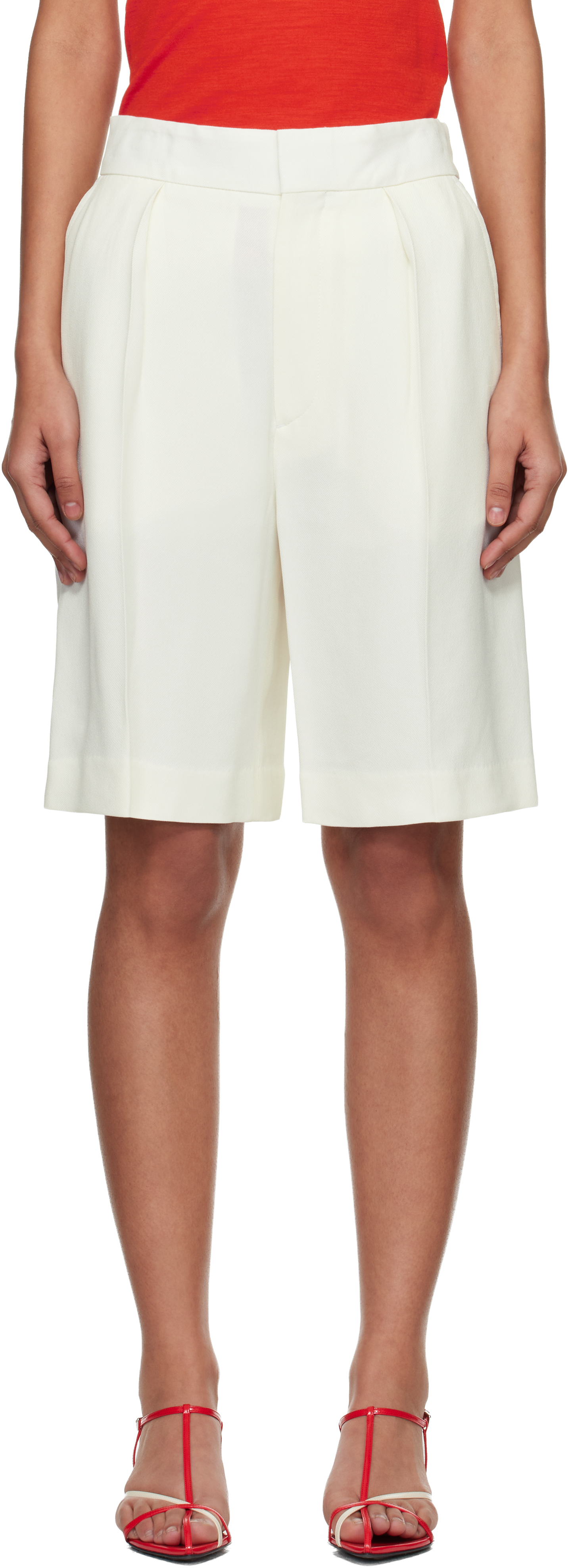 Victoria Beckham Off-White Tailored Shorts