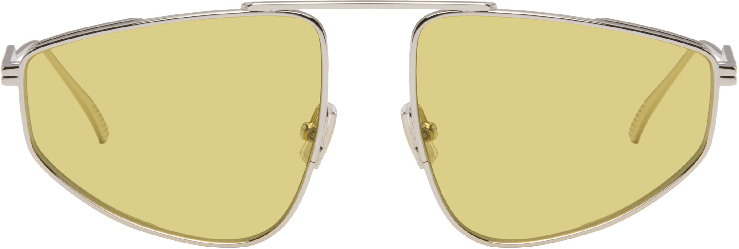 Bottega Veneta: Silver Light Ribbon Sunglasses | SSENSE