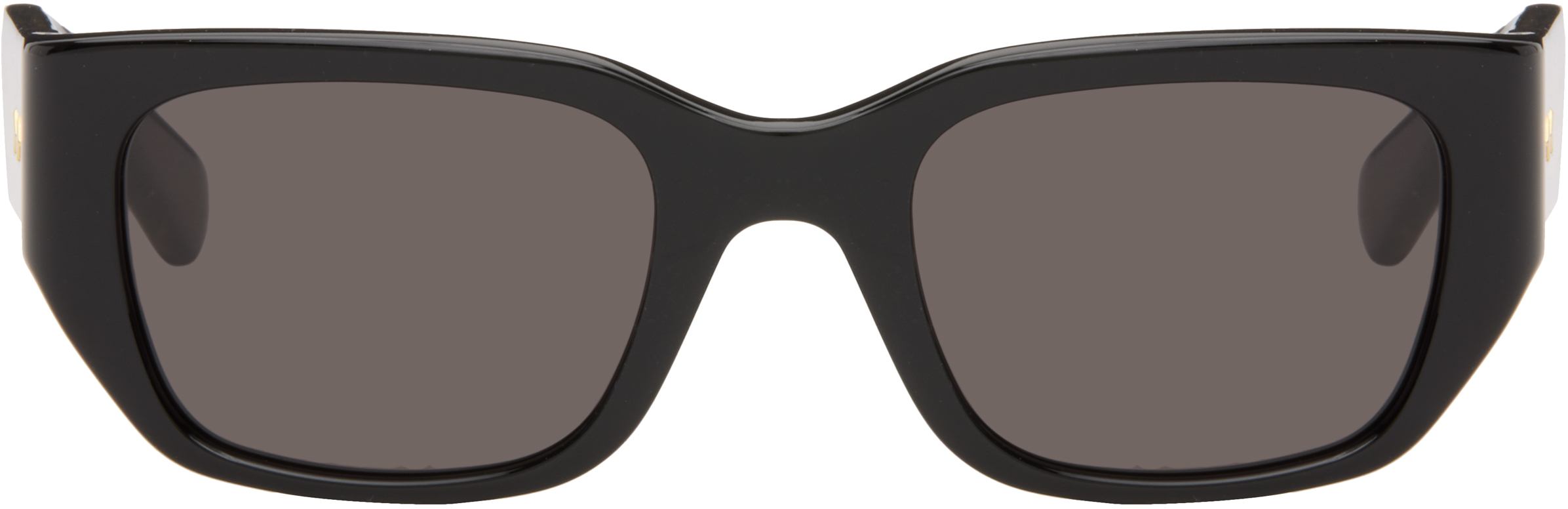 Bottega Veneta: ブラック Intrecciato スクエアサングラス | SSENSE 日本