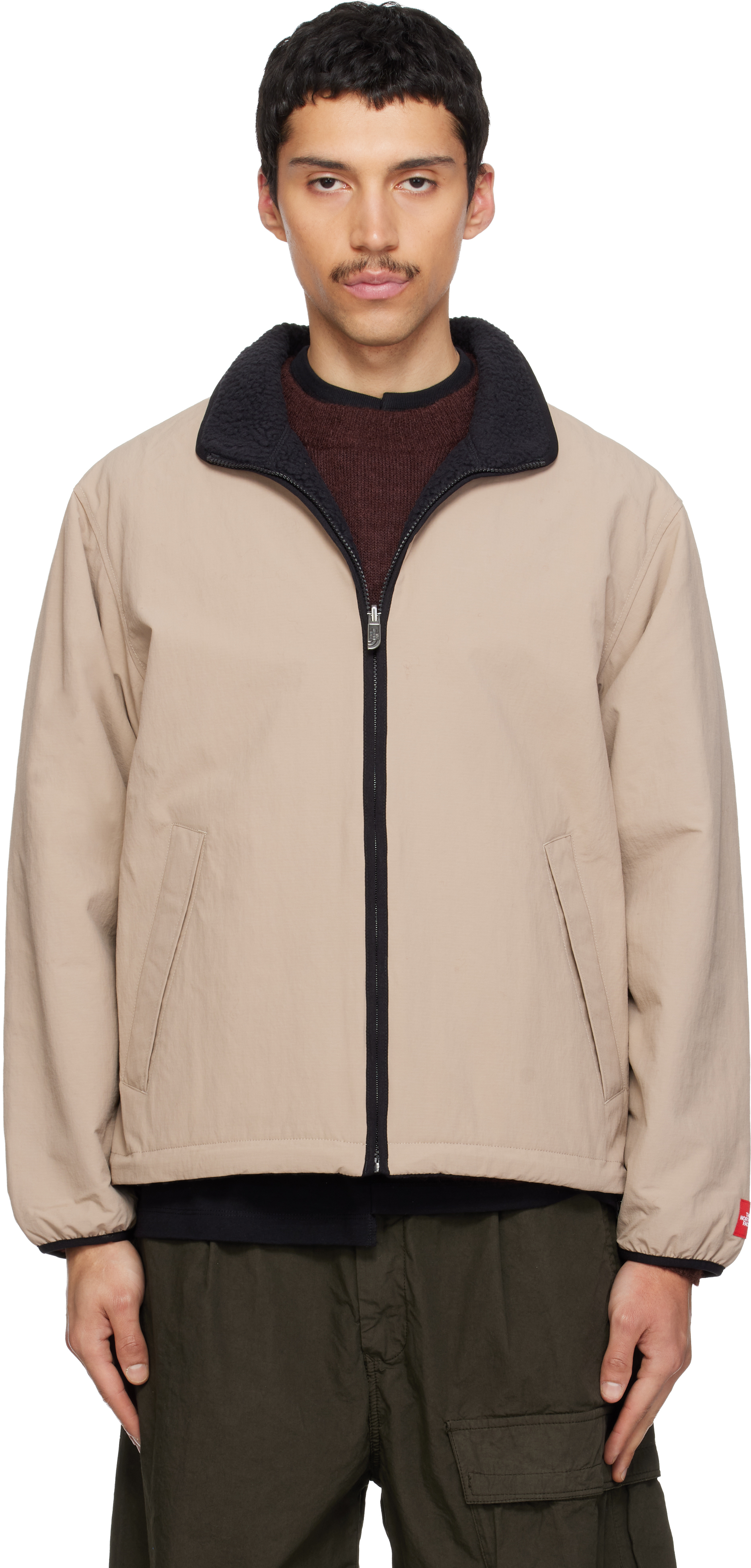 The North Face: ベージュ＆ブラック Red Box リバーシブル フリース