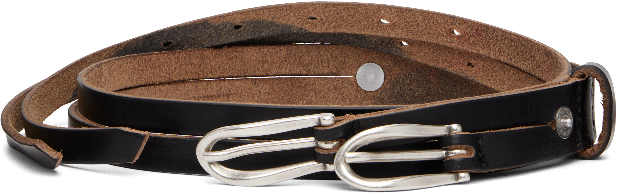 小物 OUR LEGACY TWIN TONGUE BELT / BLACK OUR LEGACY: Black Twin Tongue Belt | SSENSE