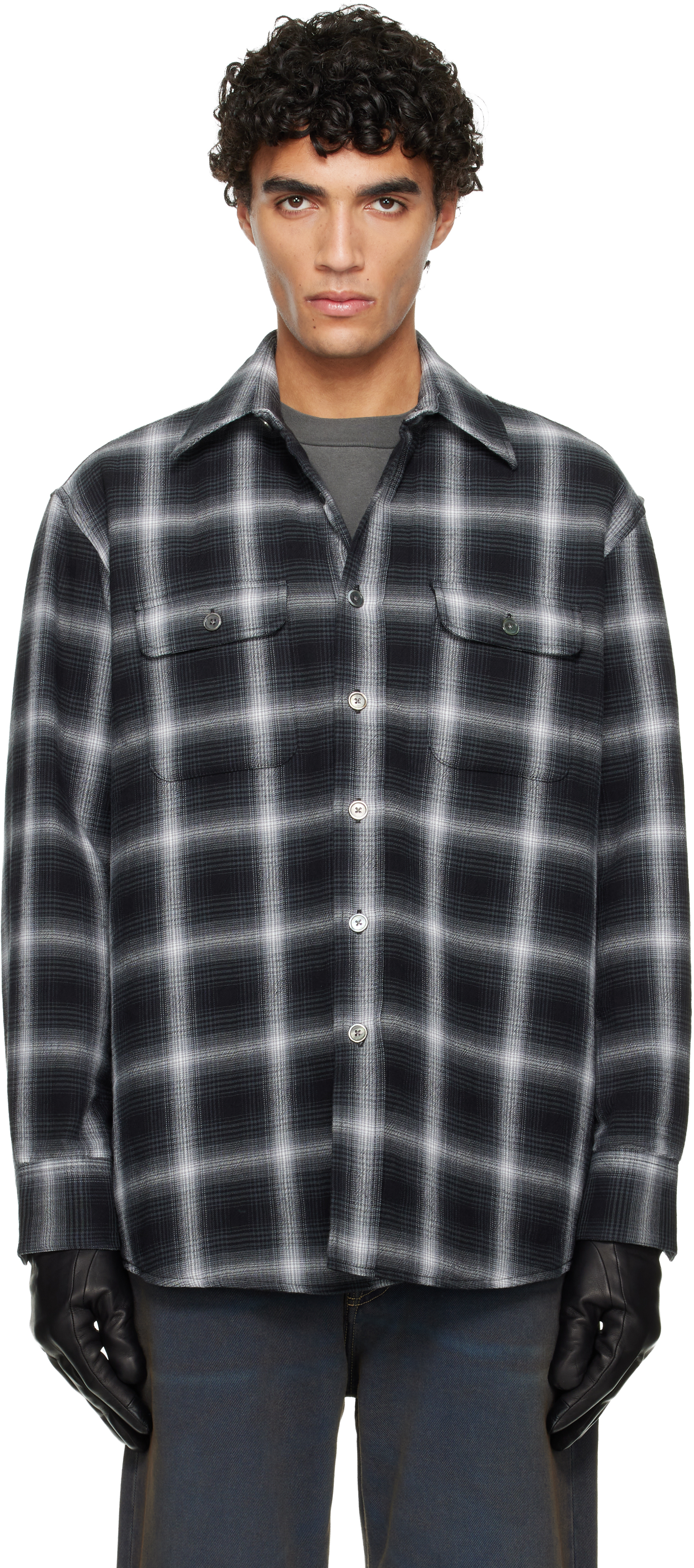 OUR LEGACY Black & White Padded Moss Shirt