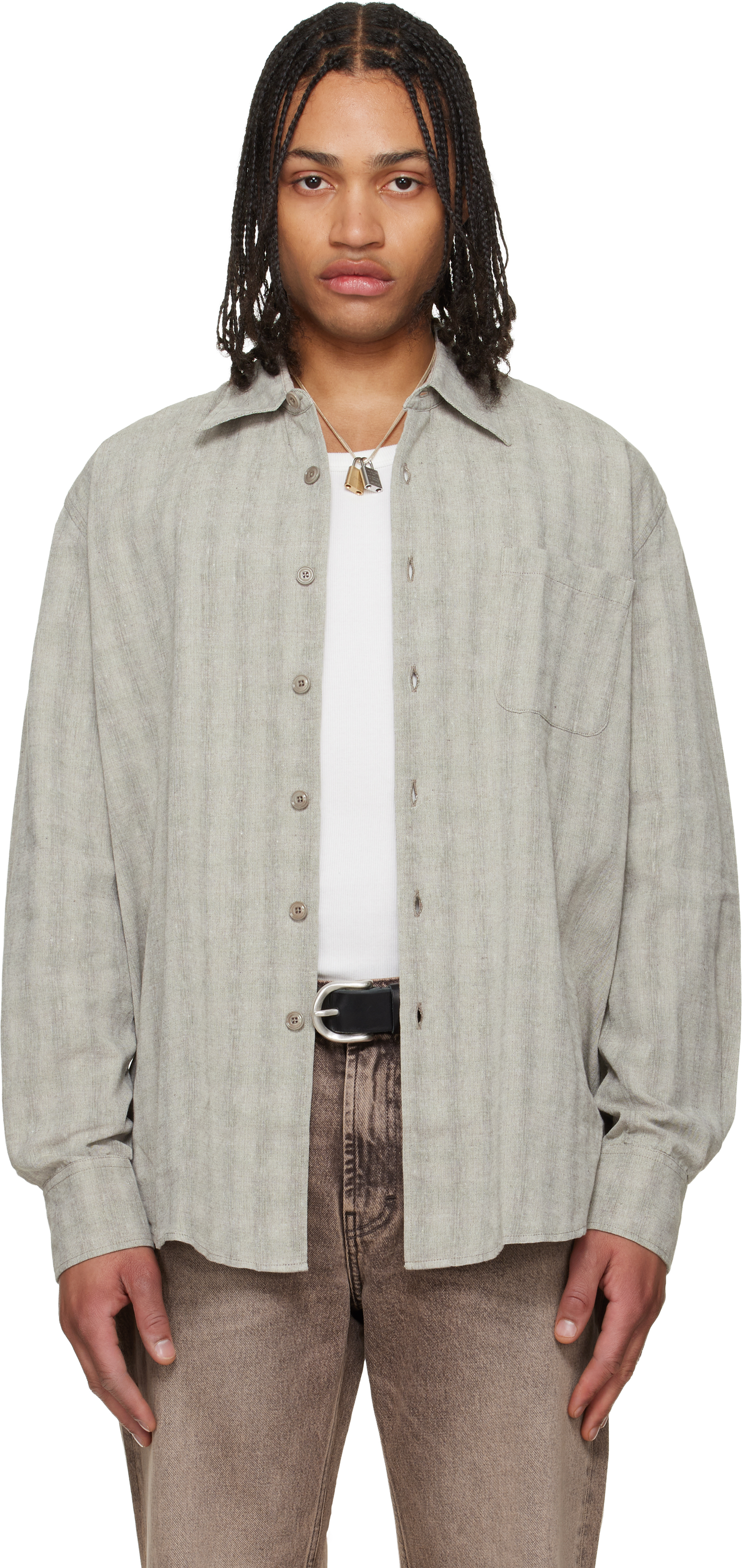 OUR LEGACY ABOVE SHIRT ライトグレー OUR LEGACY: グレー Above シャツ | SSENSE 日本