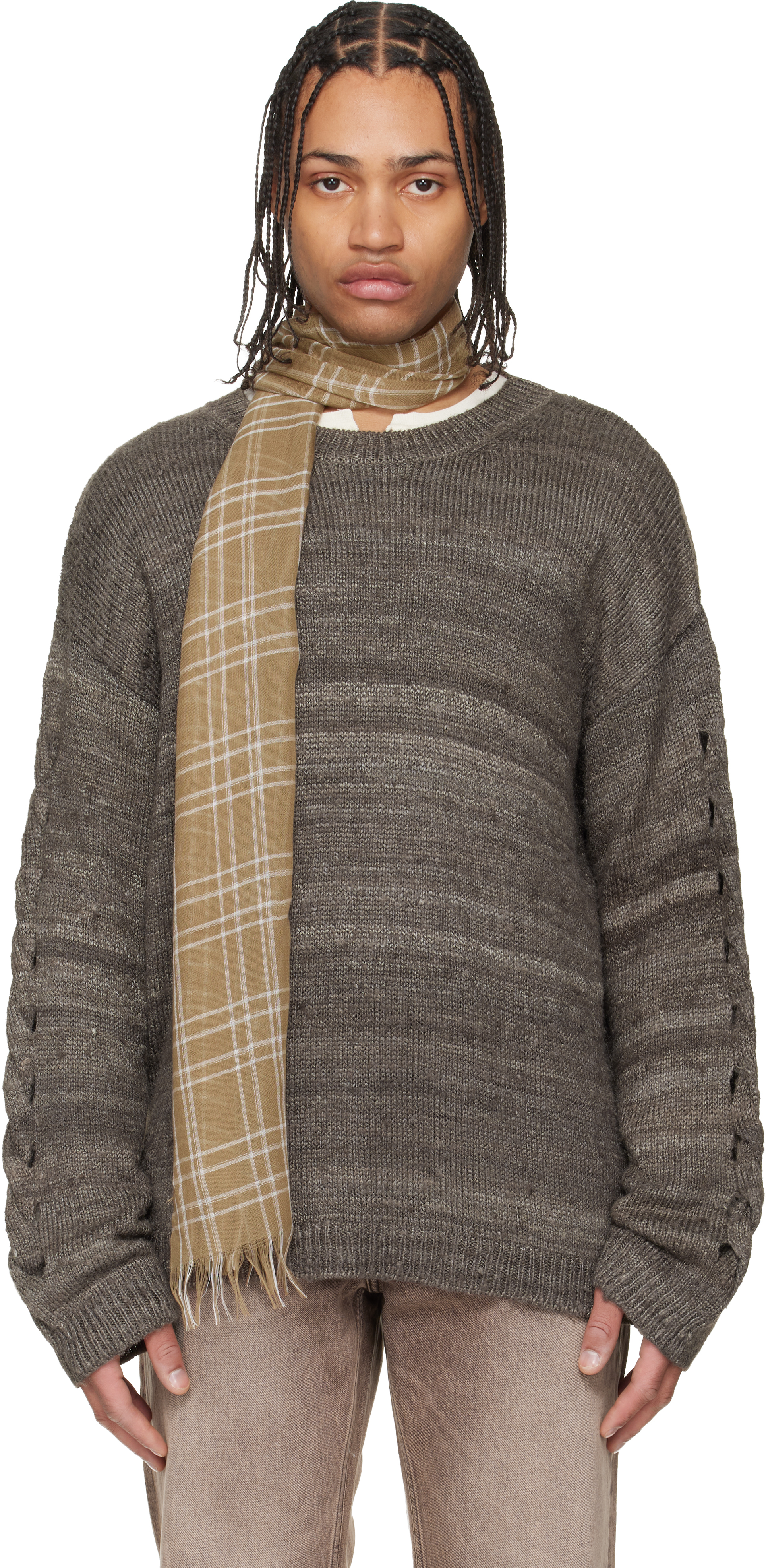 Borrowd Project ニットポロ Our Legacy風 OUR LEGACY: Brown Popover Roundneck Sweater | SSENSE