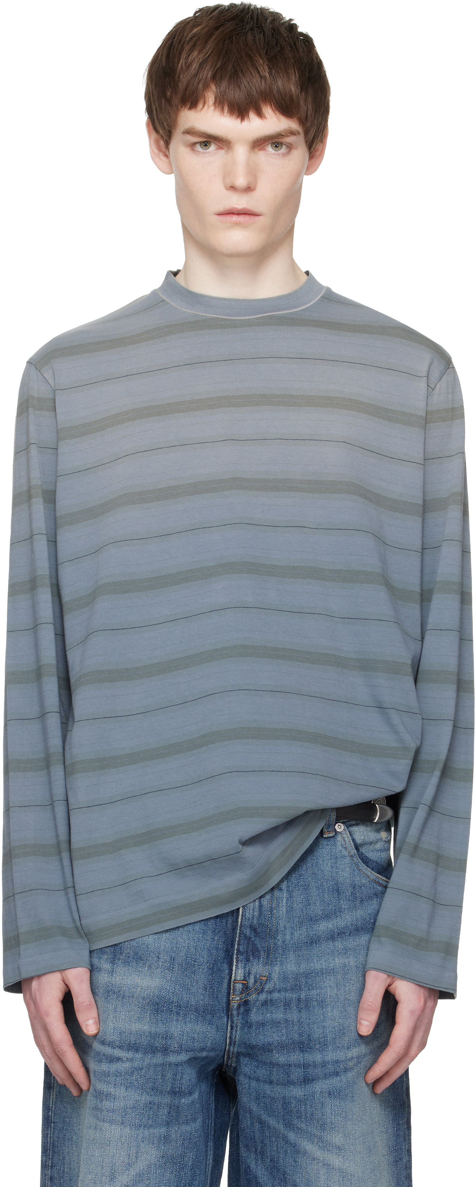 OUR LEGACY: ブルー＆グレー Box 長袖Tシャツ | SSENSE 日本