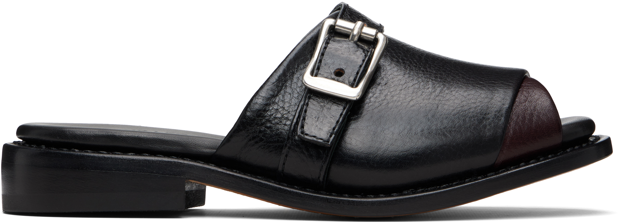 OUR LEGACY: Black & Burgundy Ginza Sandals | SSENSE