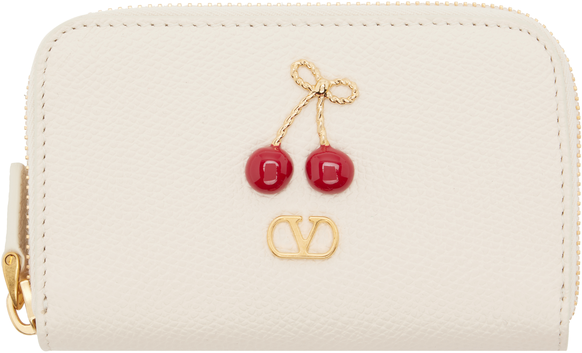 Valentino Garavani: Off-White Cherryfic Mini Zip Wallet | SSENSE