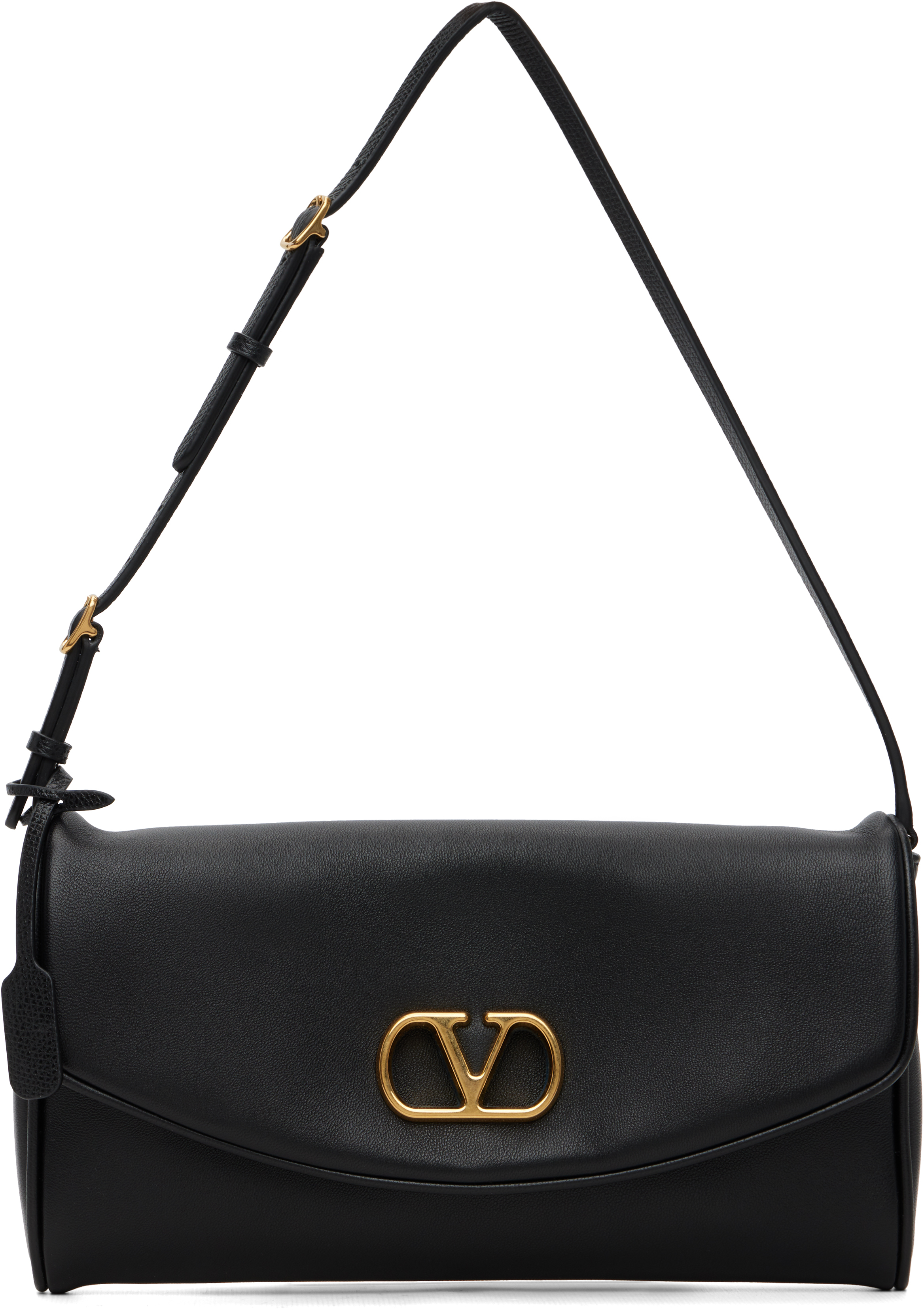 Valentino Garavani: Black DeVain Small Nappa Shoulder Bag | SSENSE
