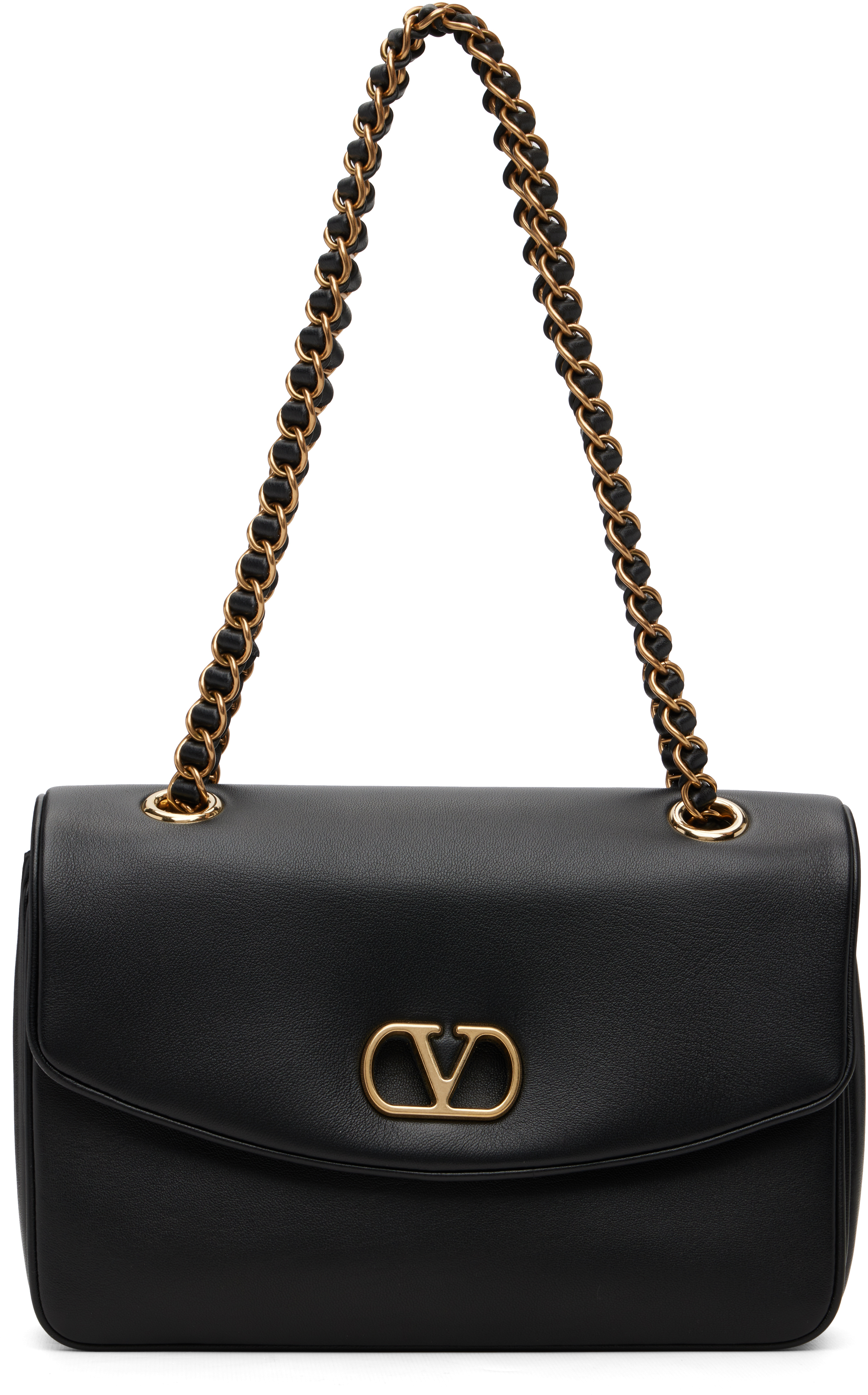 Valentino Garavani: Black Djuna Medium Chain Bag | SSENSE