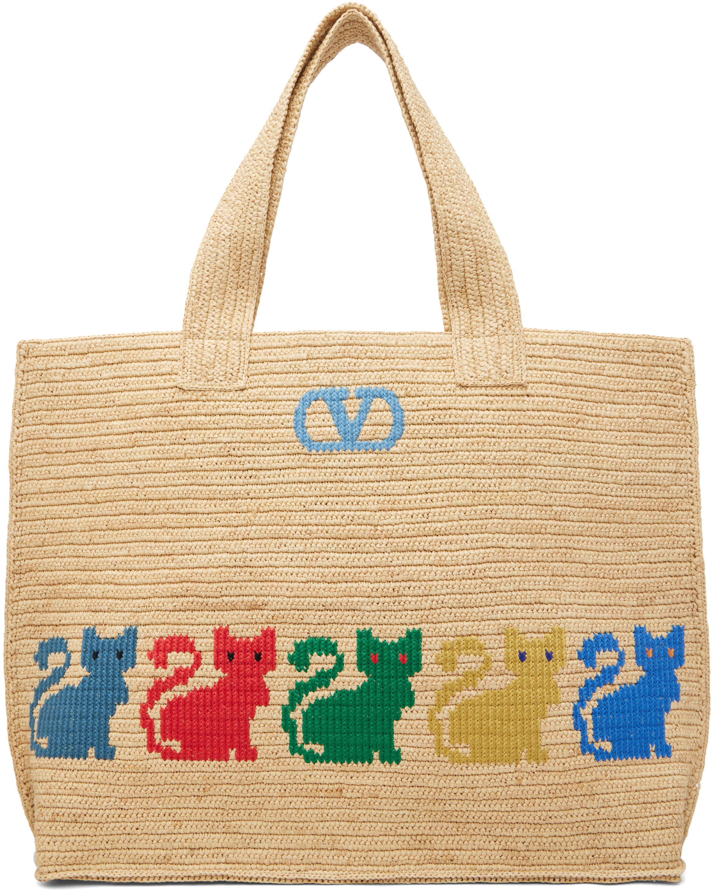 Valentino Garavani: ベージュ ラージ Raffiachat Shopping ラフィア