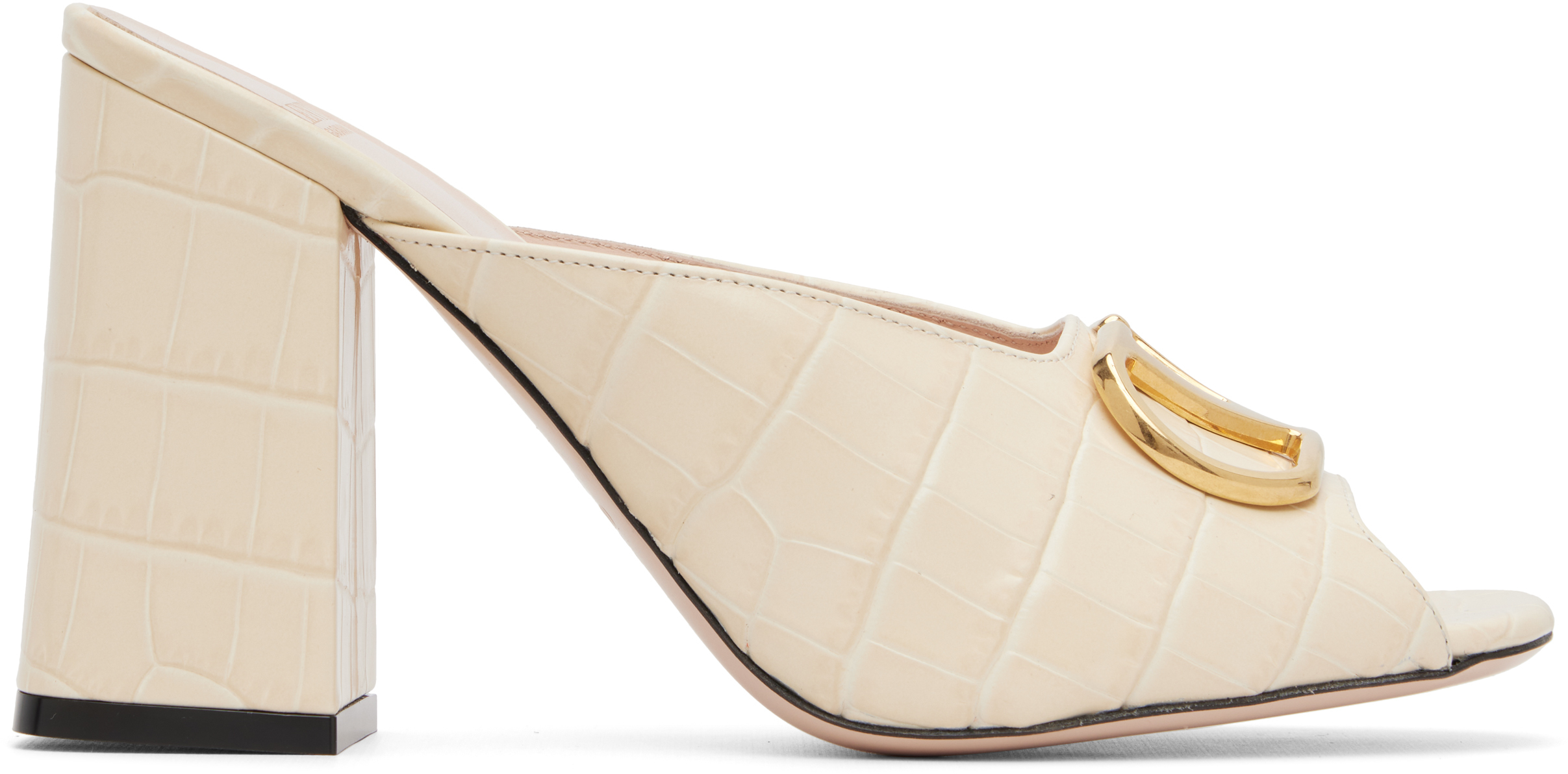 Valentino Garavani: オフホワイト VLogo Signature スライド ヒール