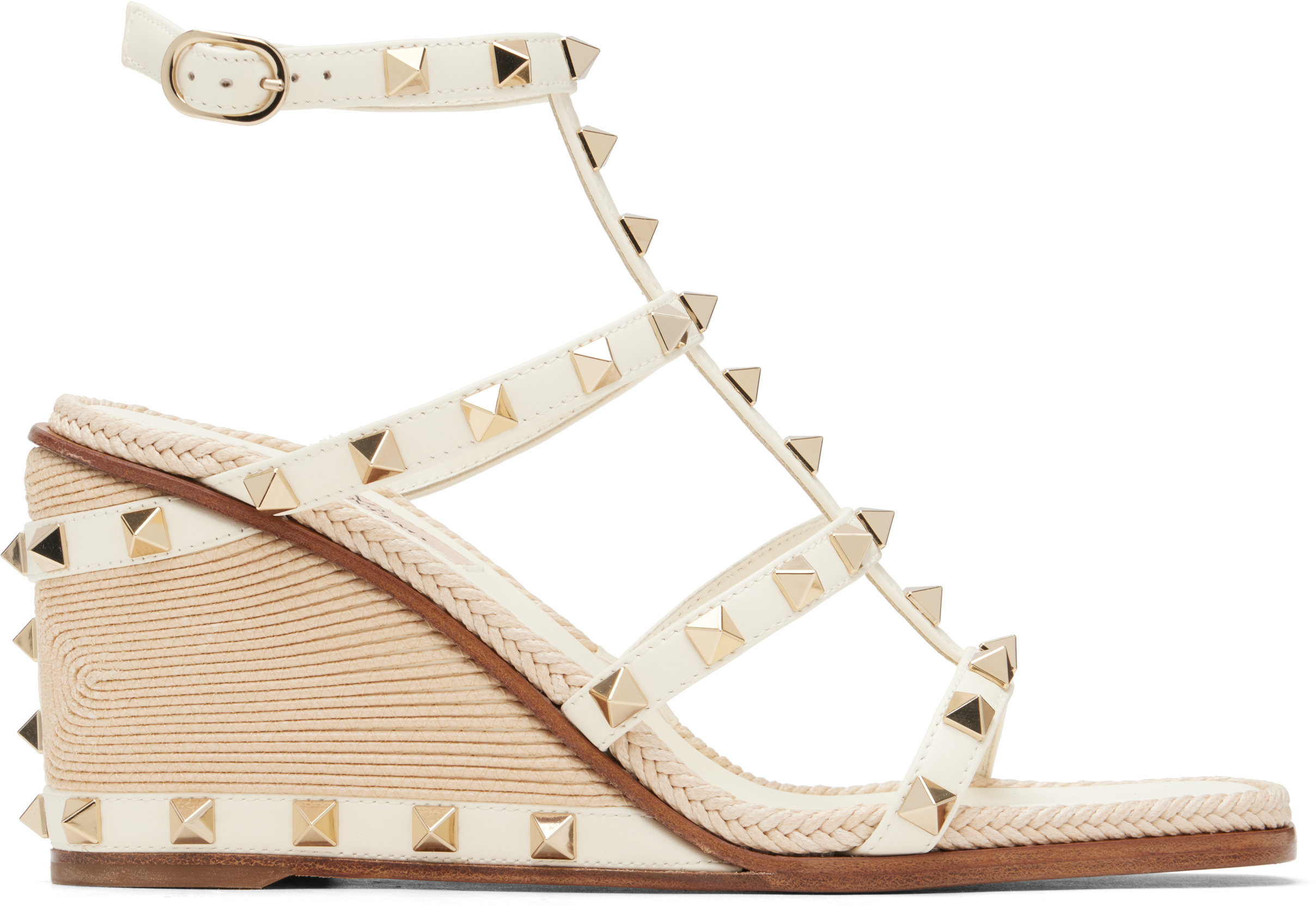 Valentino Garavani: オフホワイト Cornely Embroidery Rockstud Valentino Garavani: オフホワイト Cornely Embroidery Rockstud