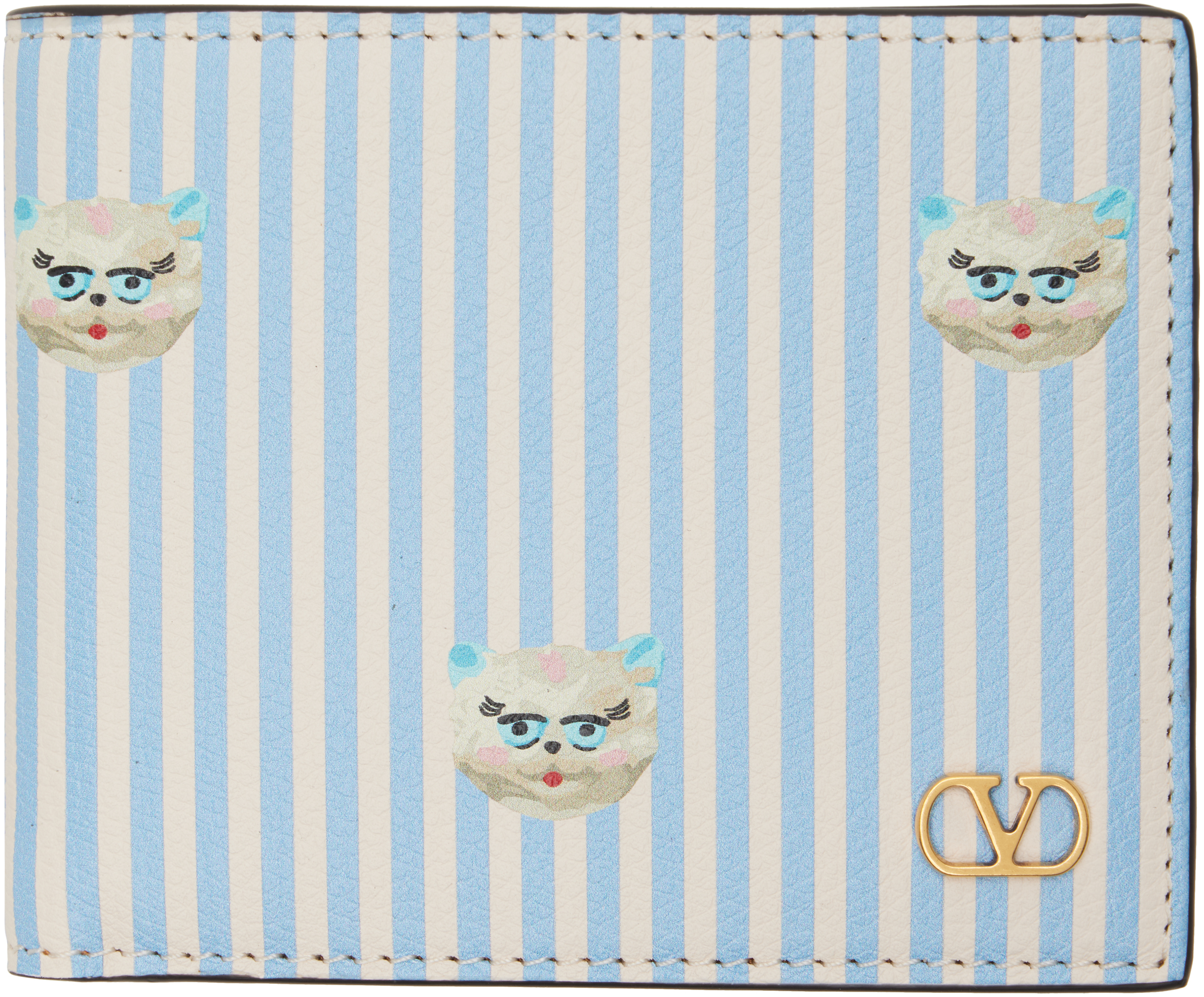 Valentino Garavani Blue & Off-White VLogo 'Le Chat De La Maison' Wallet