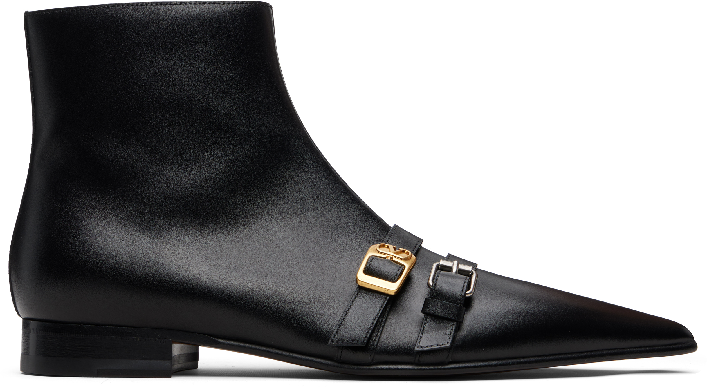 Valentino Garavani Black Mockers Calfskin Ankle Boots