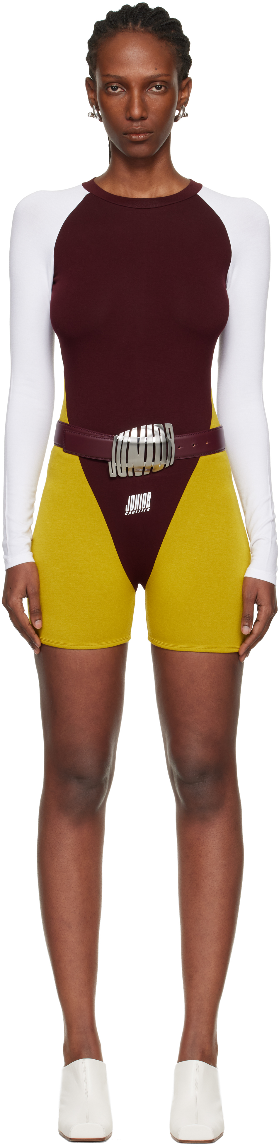 Jean Paul Gaultier Burgundy & Yellow 'The Tricolor Junior Gaultier' Romper
