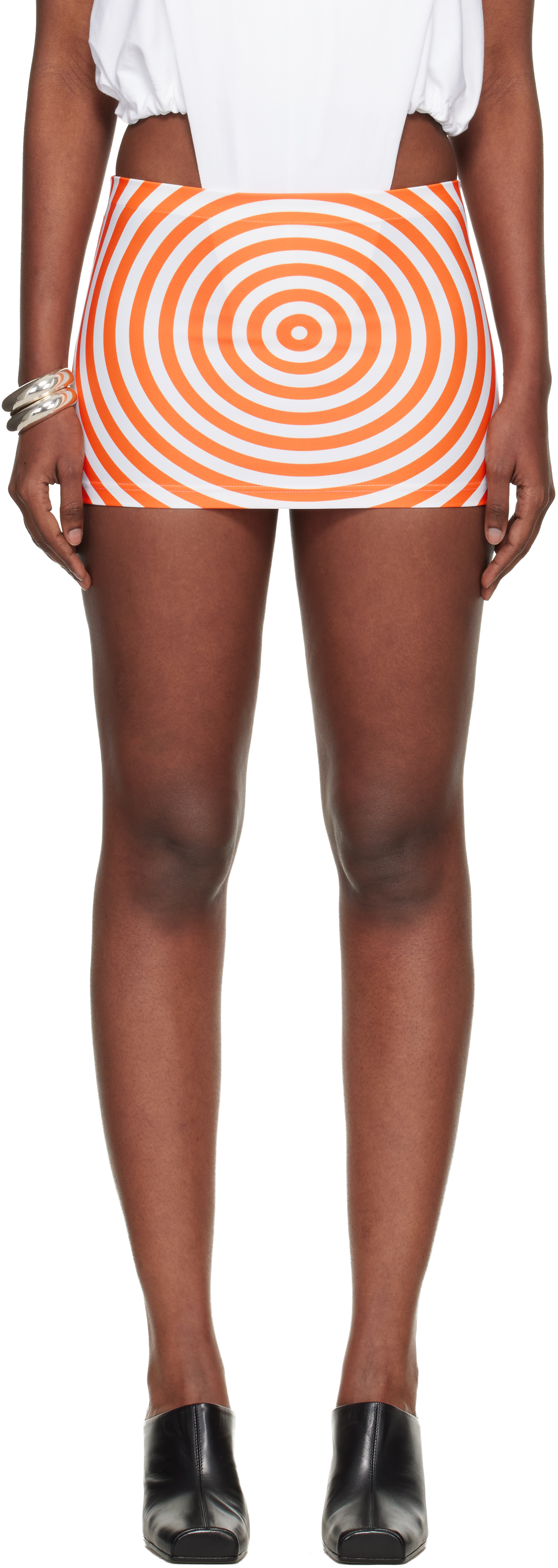 Jean Paul Gaultier White & Orange 'The Target' Miniskirt