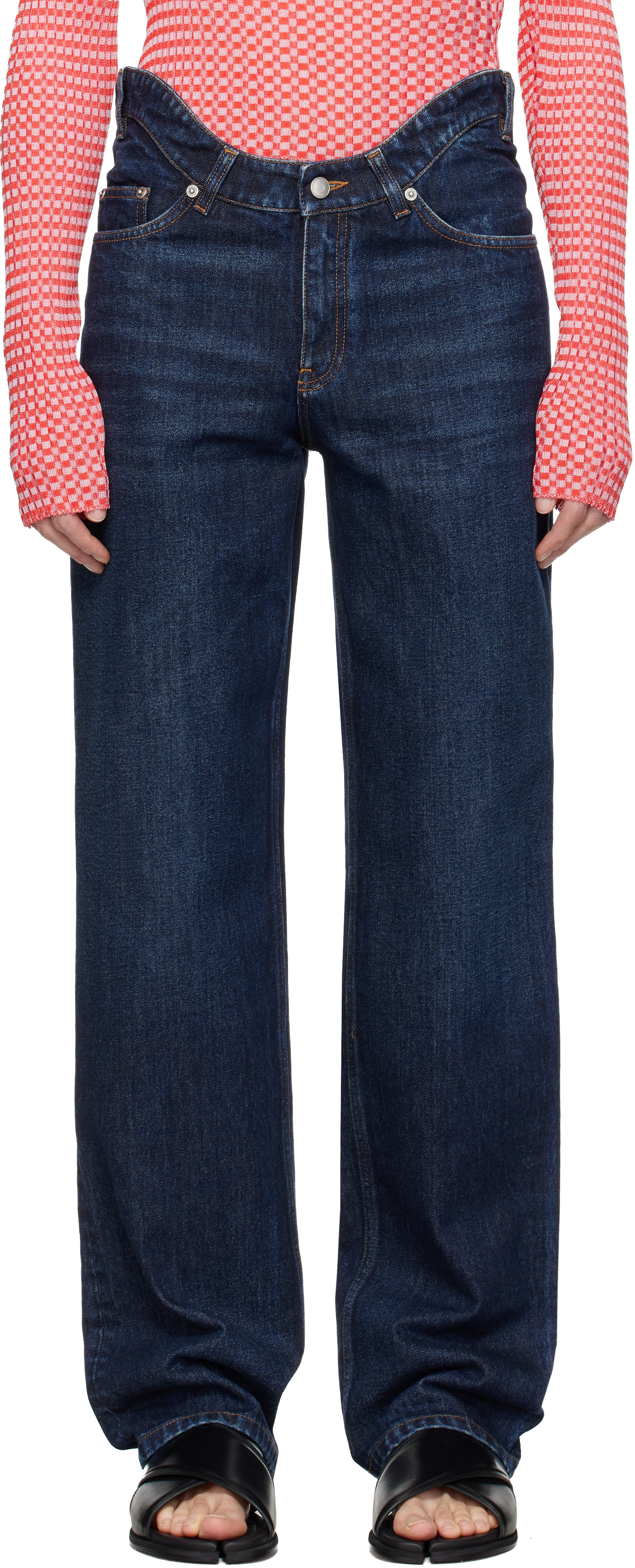 Jean Paul Gaultier: Blue 'The Curved Denim' Jeans | SSENSE