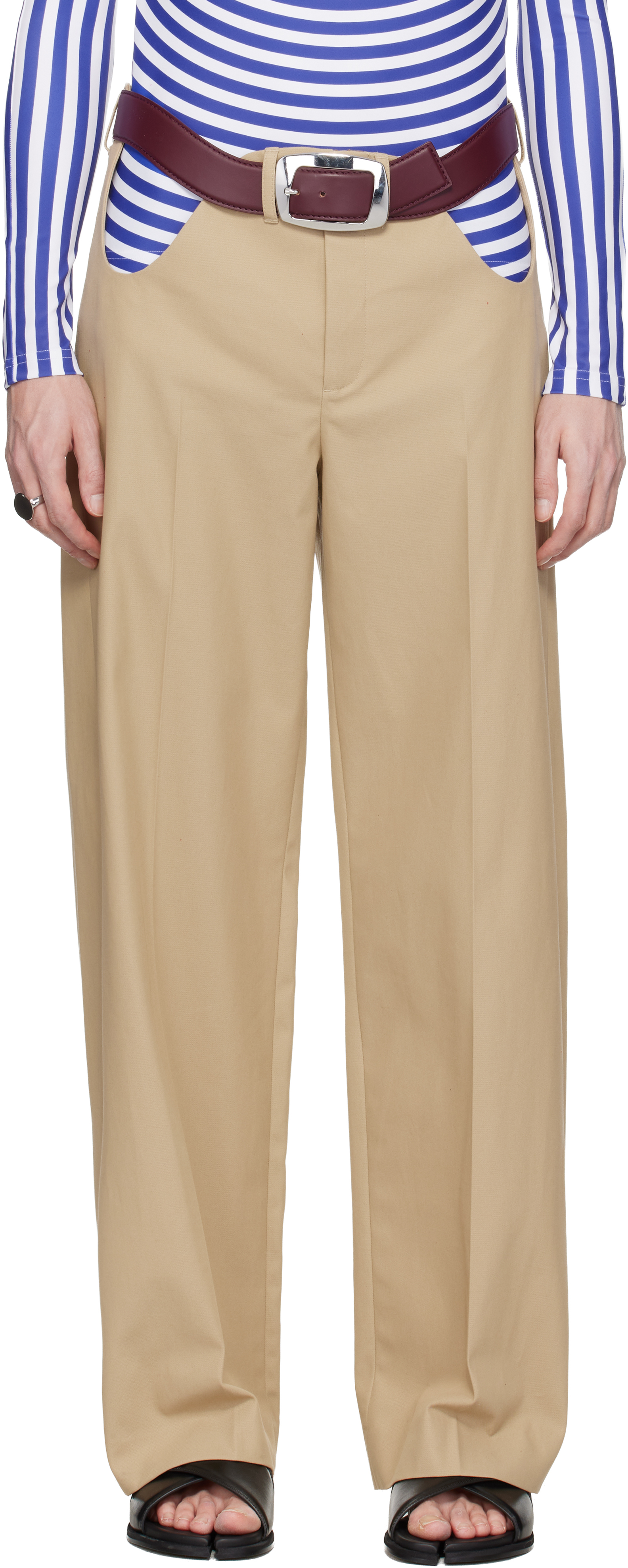 Beige 'The Chino' Trousers by Jean Paul Gaultier on Sale