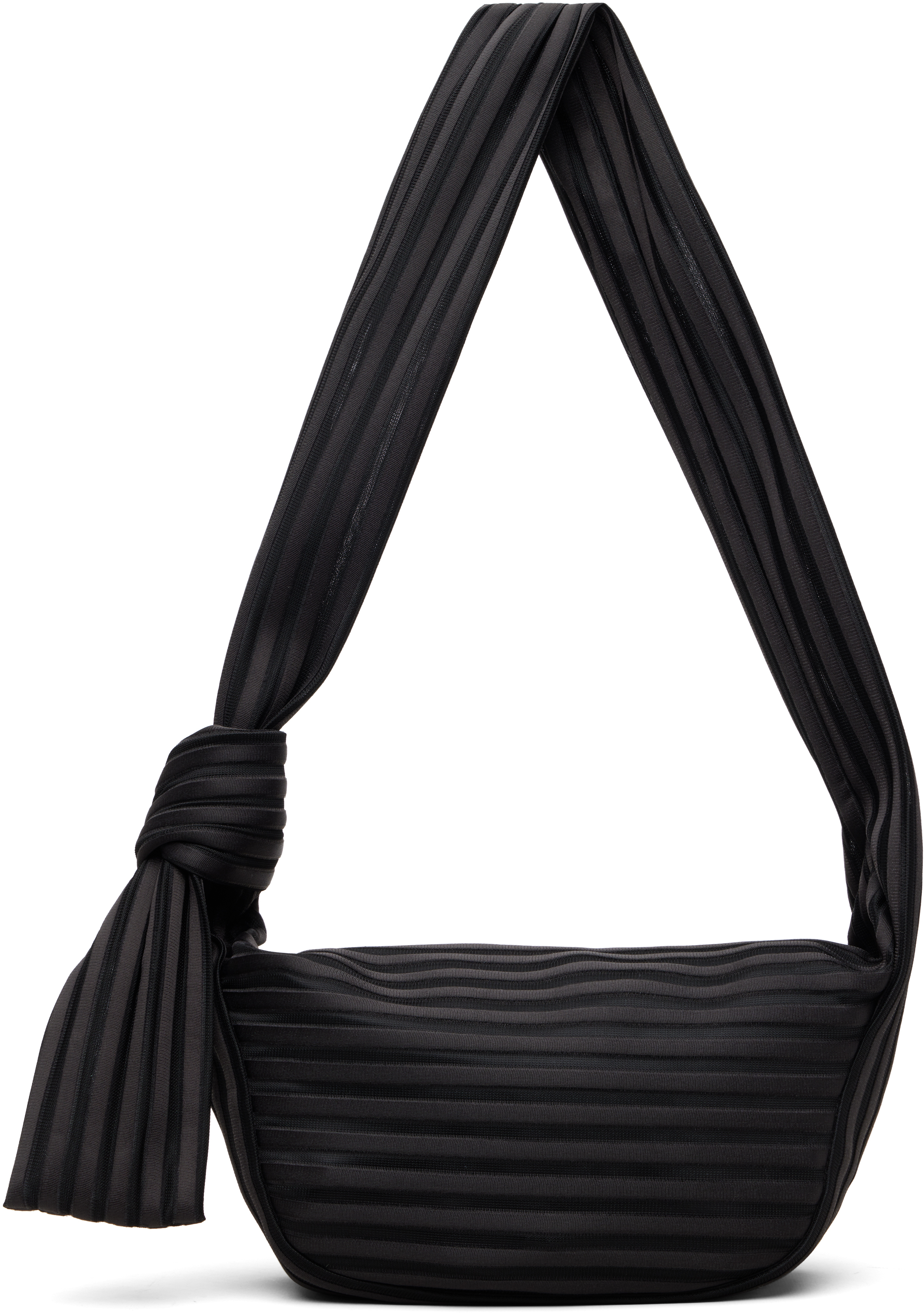 ISSEY MIYAKE: Black Linear Knit 58 Bag | SSENSE