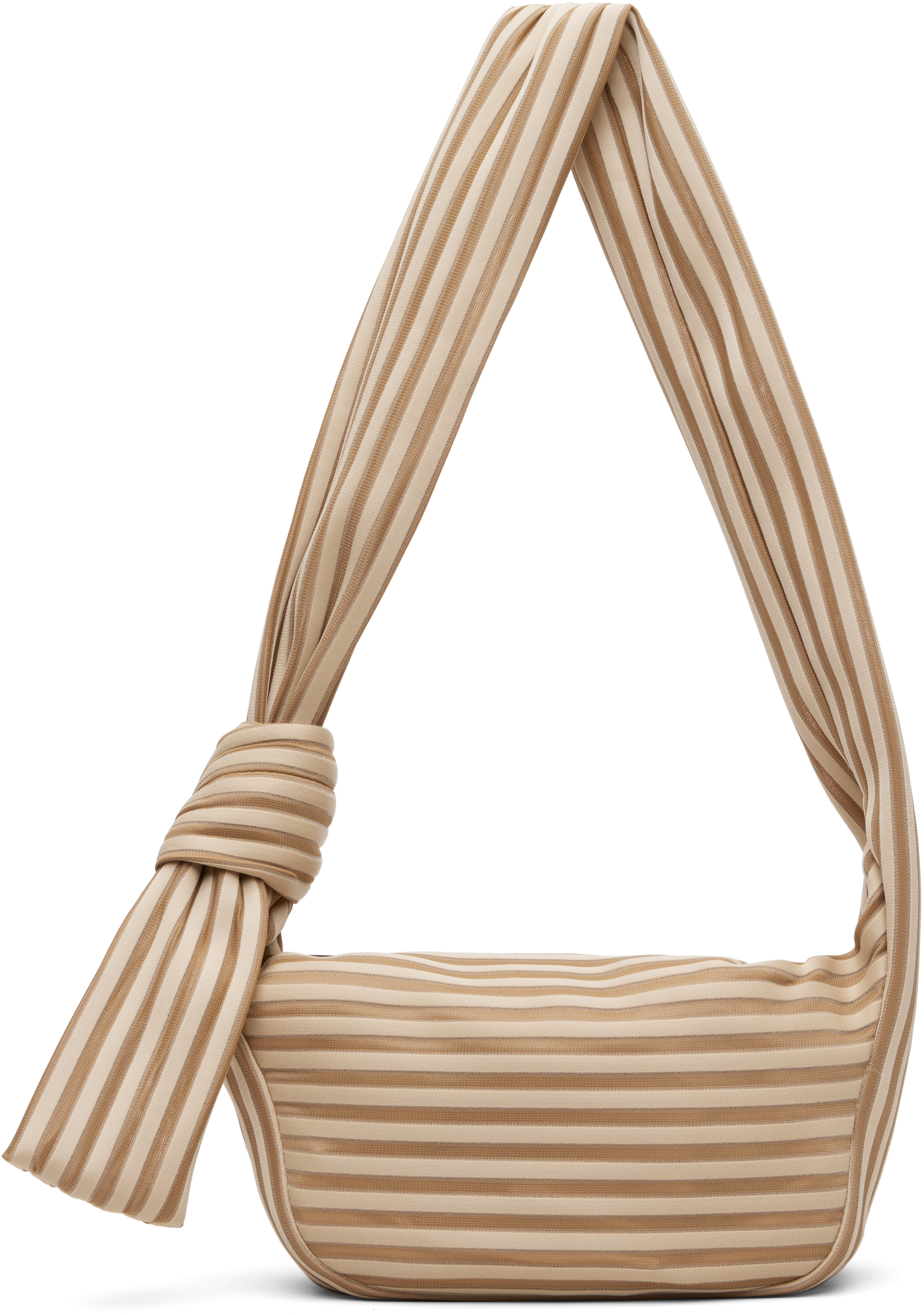 ISSEY MIYAKE: Beige Linear Knit 58 Bag | SSENSE