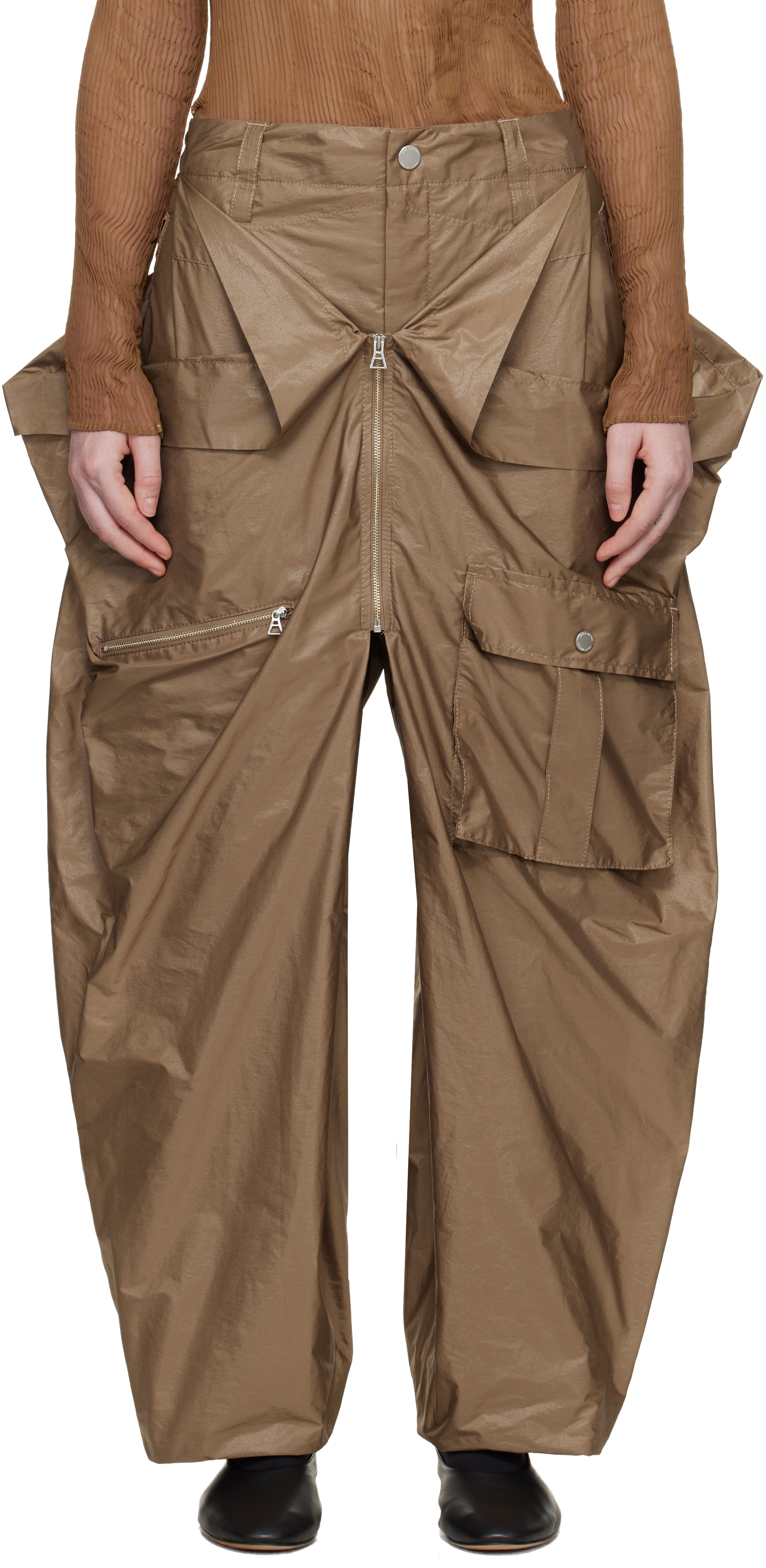 ISSEY MIYAKE: Beige Aerial Steel Cargo Pants | SSENSE