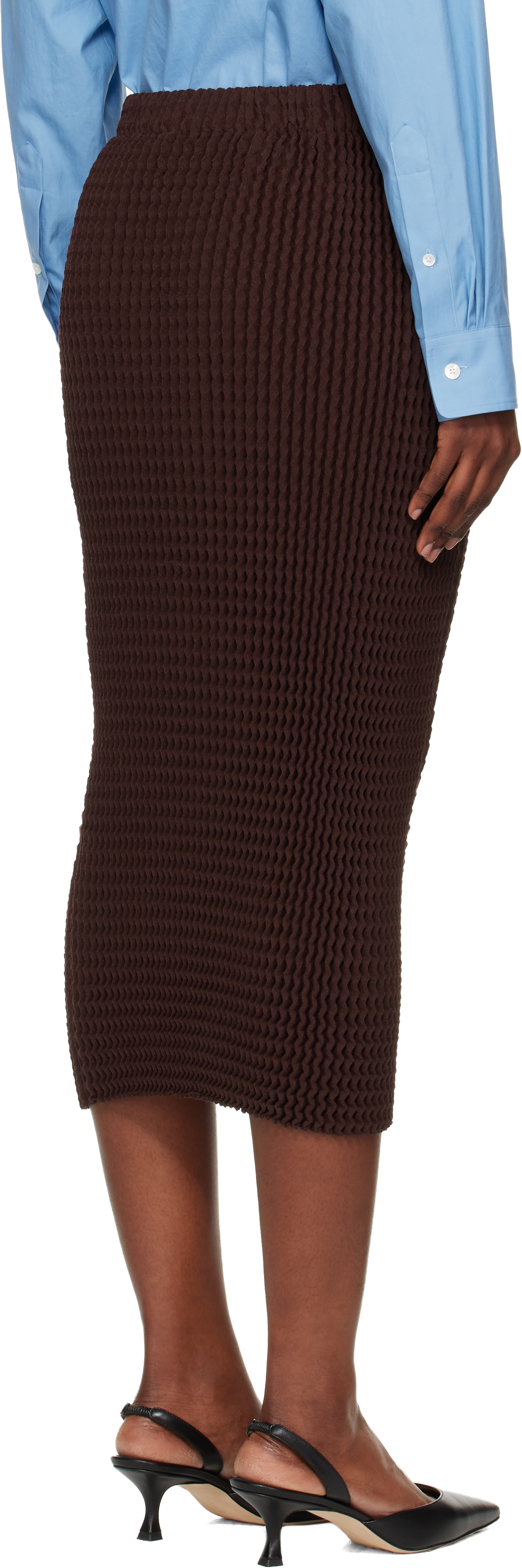 Issey Miyake Brown October Spongy-58 Midi Skirt In Black