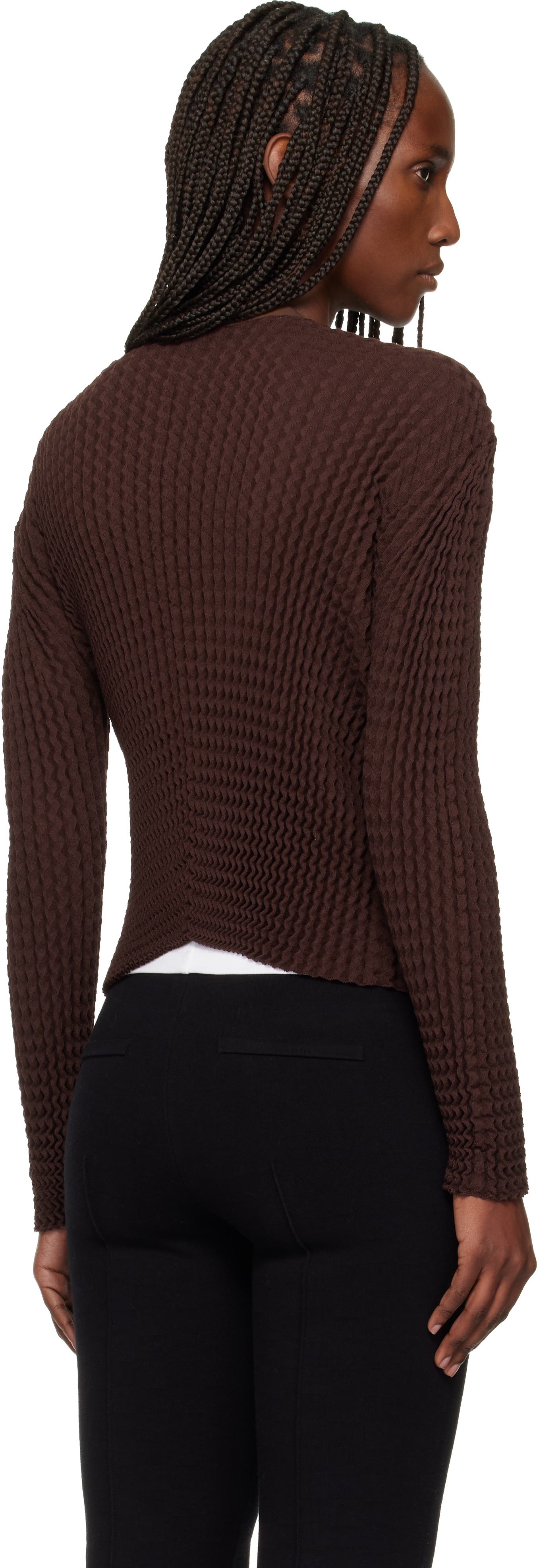 Issey Miyake Brown October Spongy-58 Cardigan In Brown