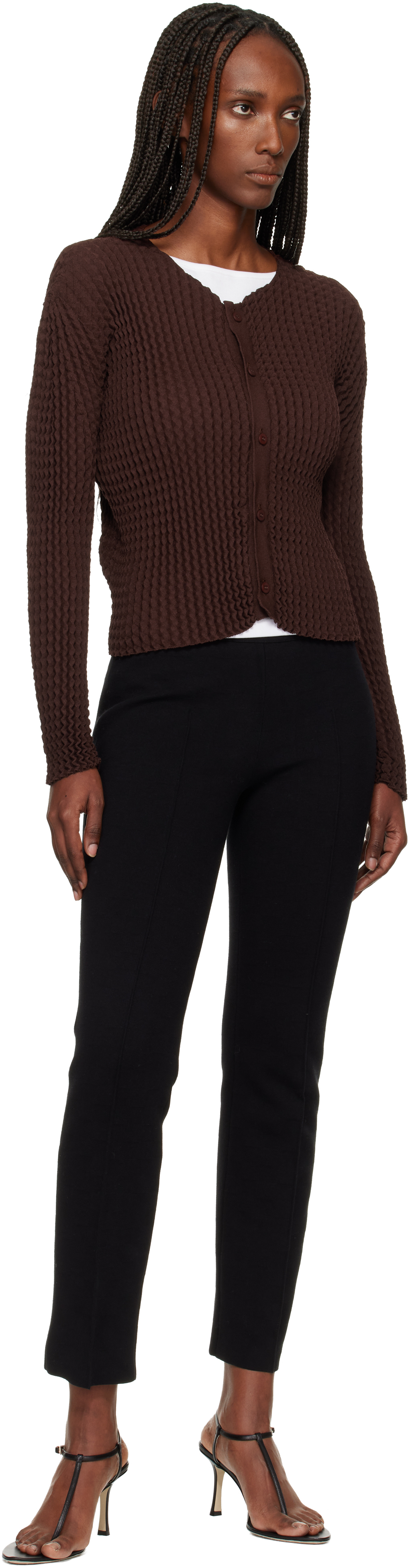 Issey Miyake Brown October Spongy-58 Cardigan In Brown