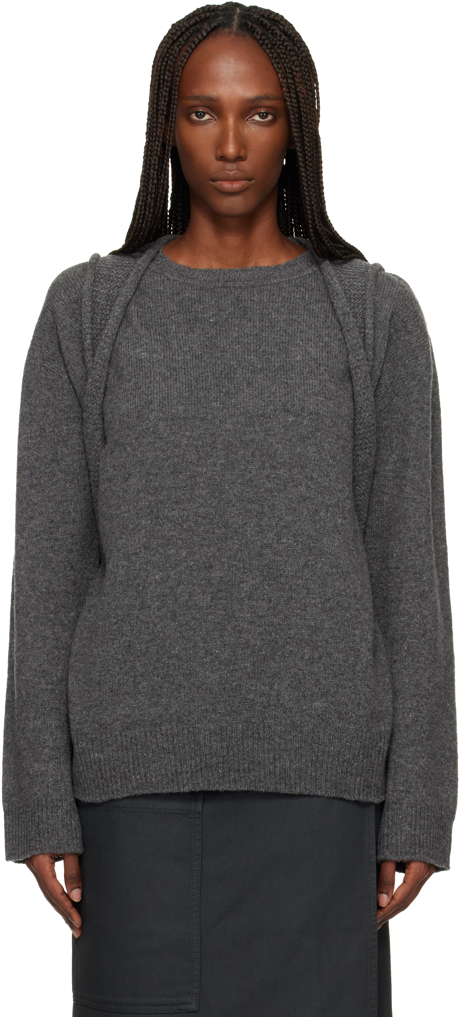 ISSEY MIYAKE: Gray Backpack Knit Sweater | SSENSE