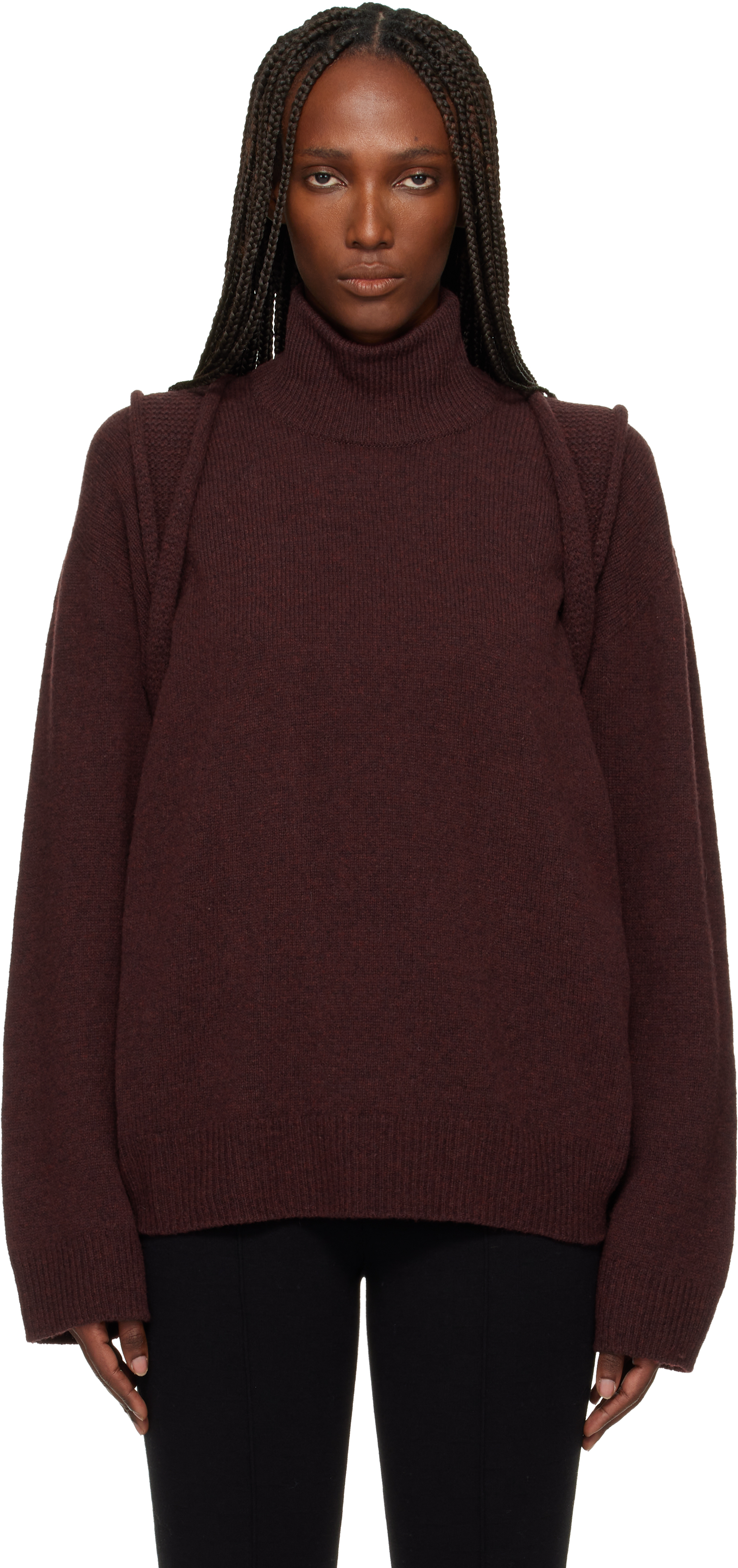 Issey Miyake Backpack Turtleneck Sweater In Brown
