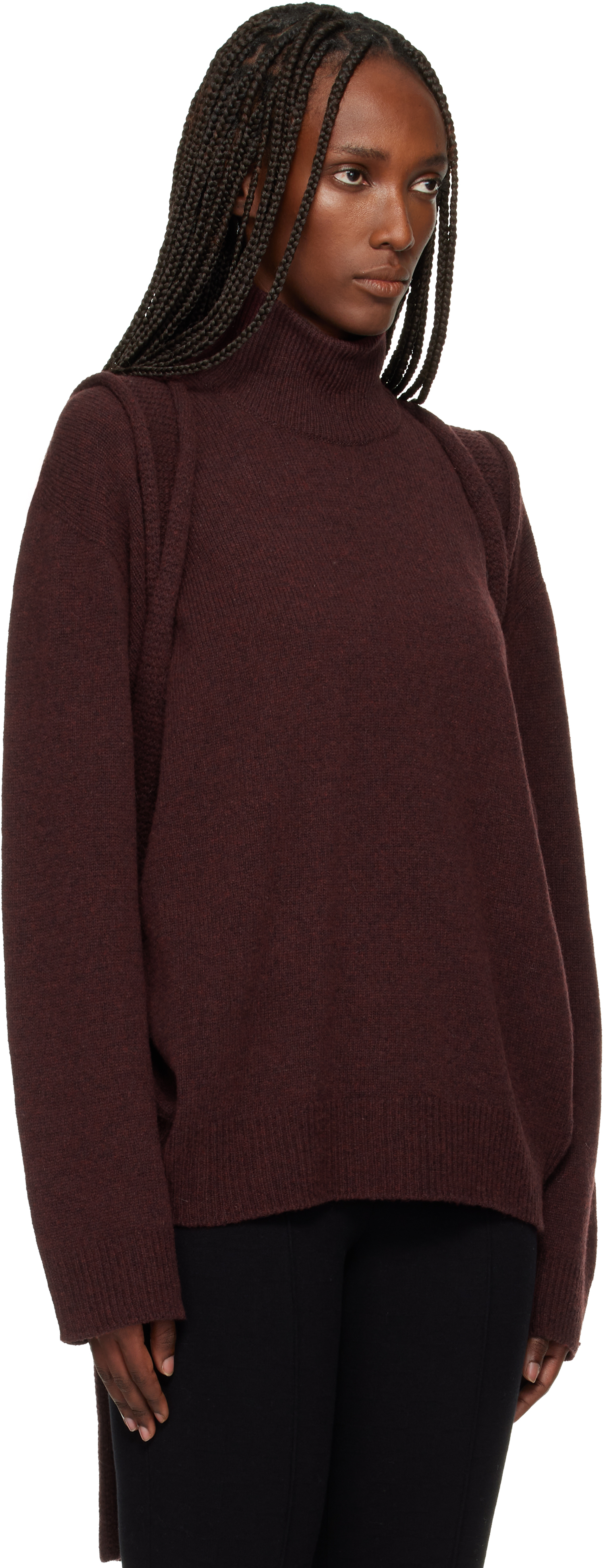 Issey Miyake Backpack Turtleneck Sweater In Brown