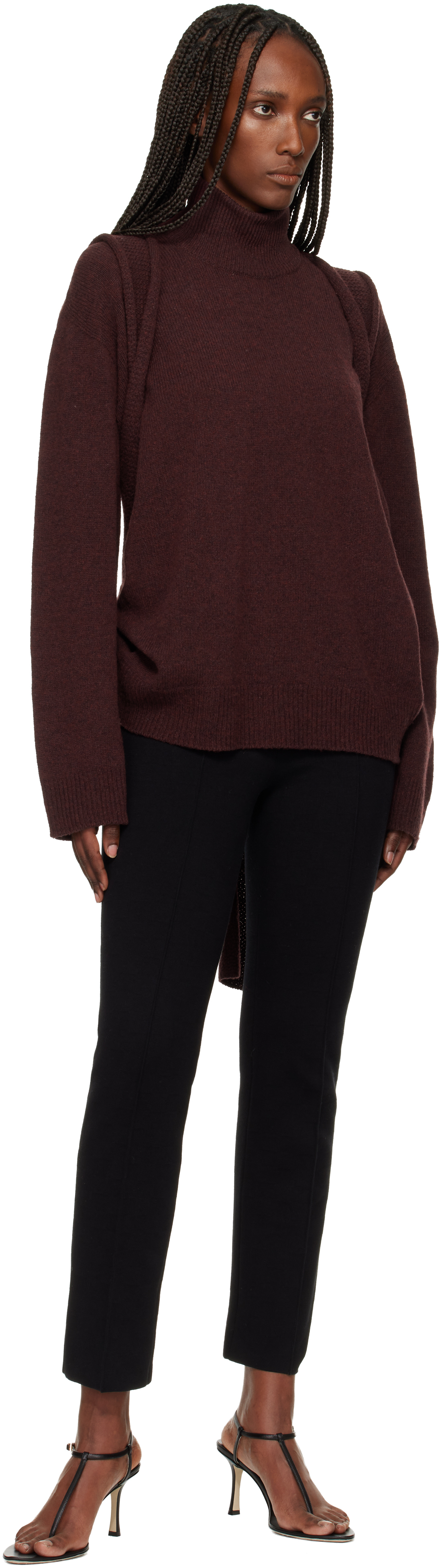 Issey Miyake Backpack Turtleneck Sweater In Brown