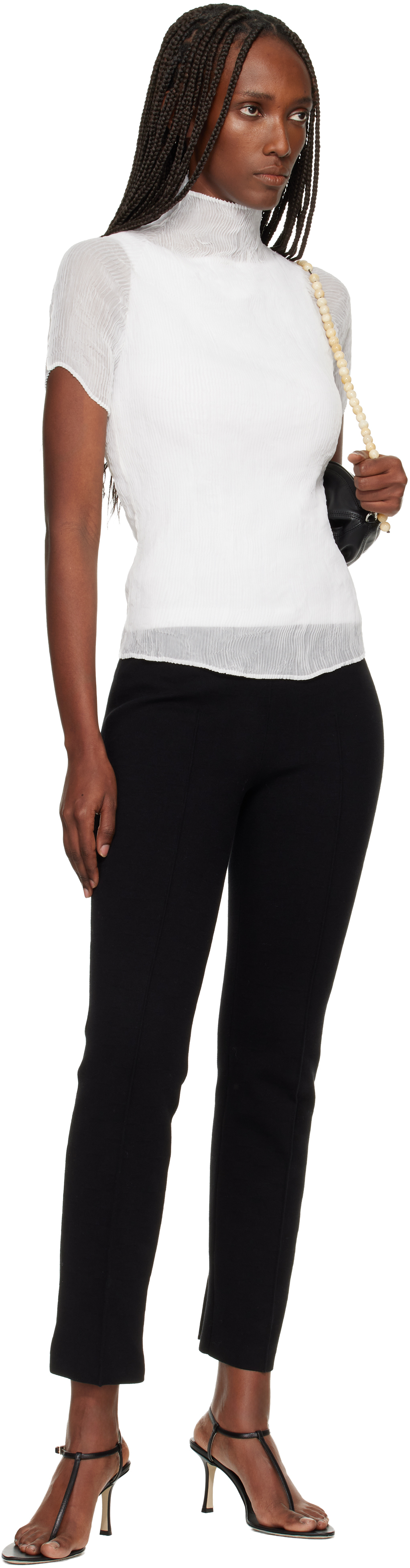 Issey Miyake White Chiffon Twist T-shirt In White