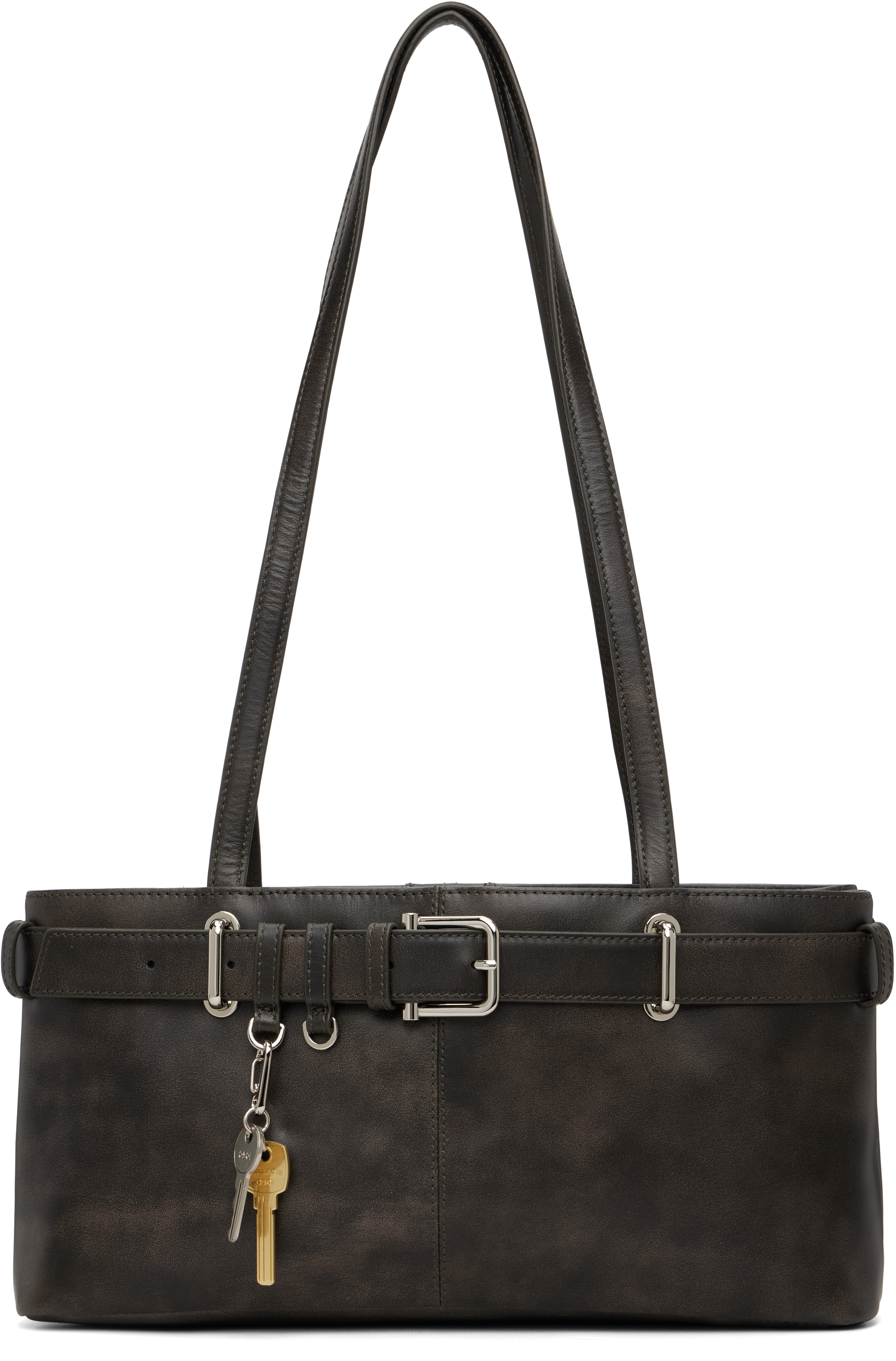Brown Shoulder Brocle Bag by OSOI on Sale