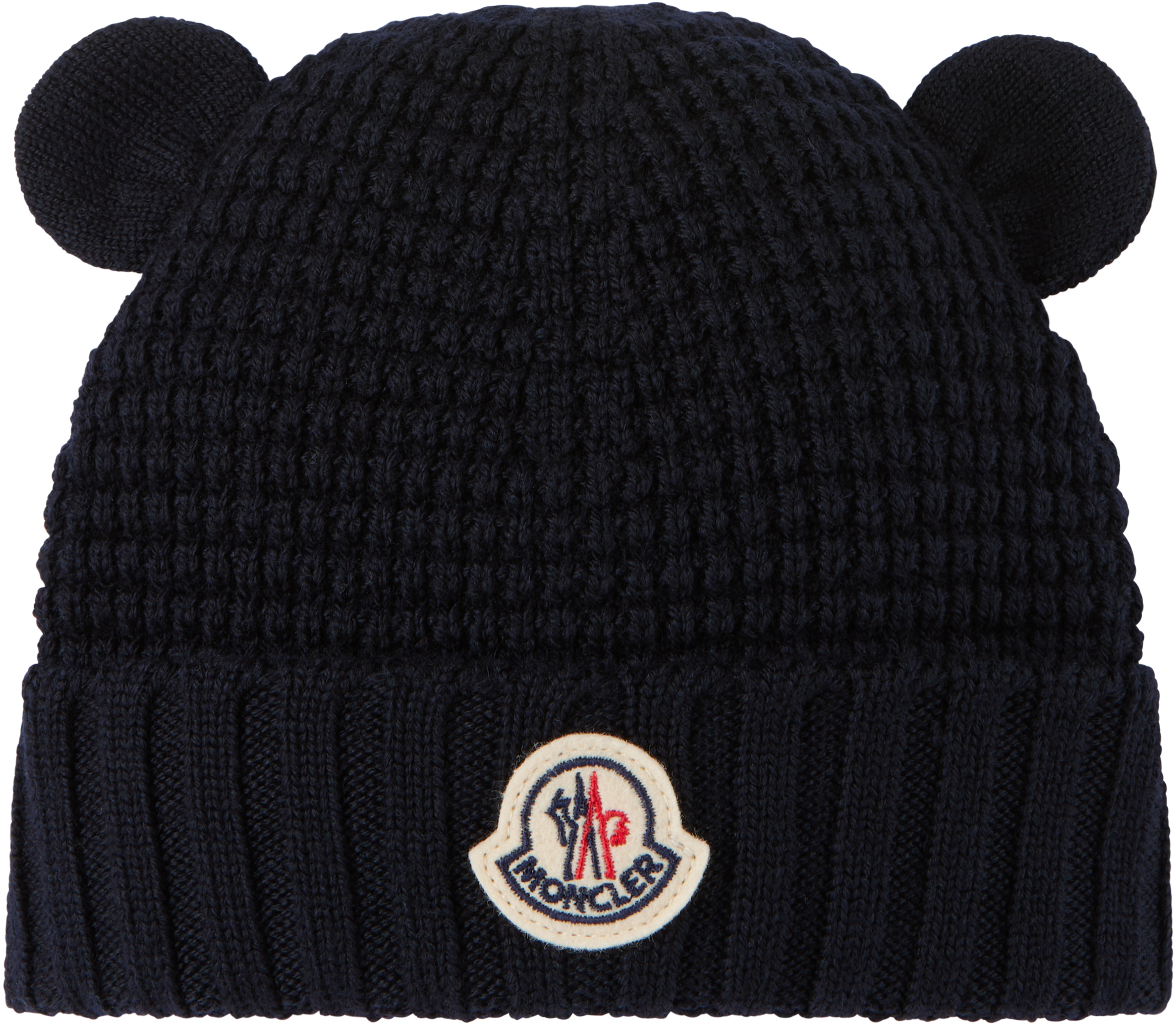 Moncler Enfant ベビー｜ネイビー Teddy Bear Ears ウール ビーニー