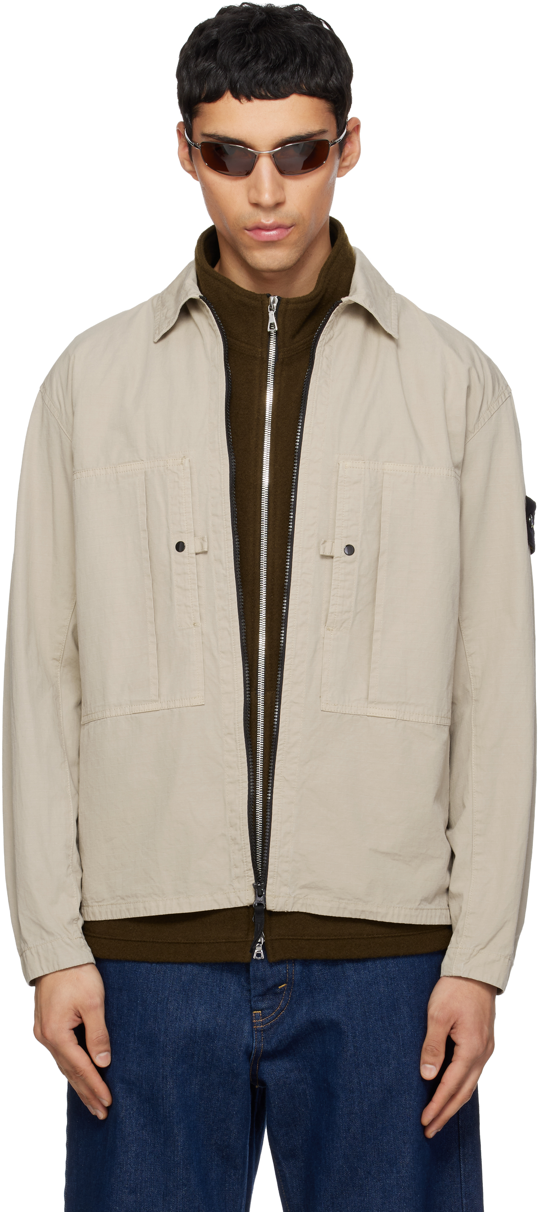 Stone Island: ベージュ 1200005 Mercerized Organic Cotton Ripstop