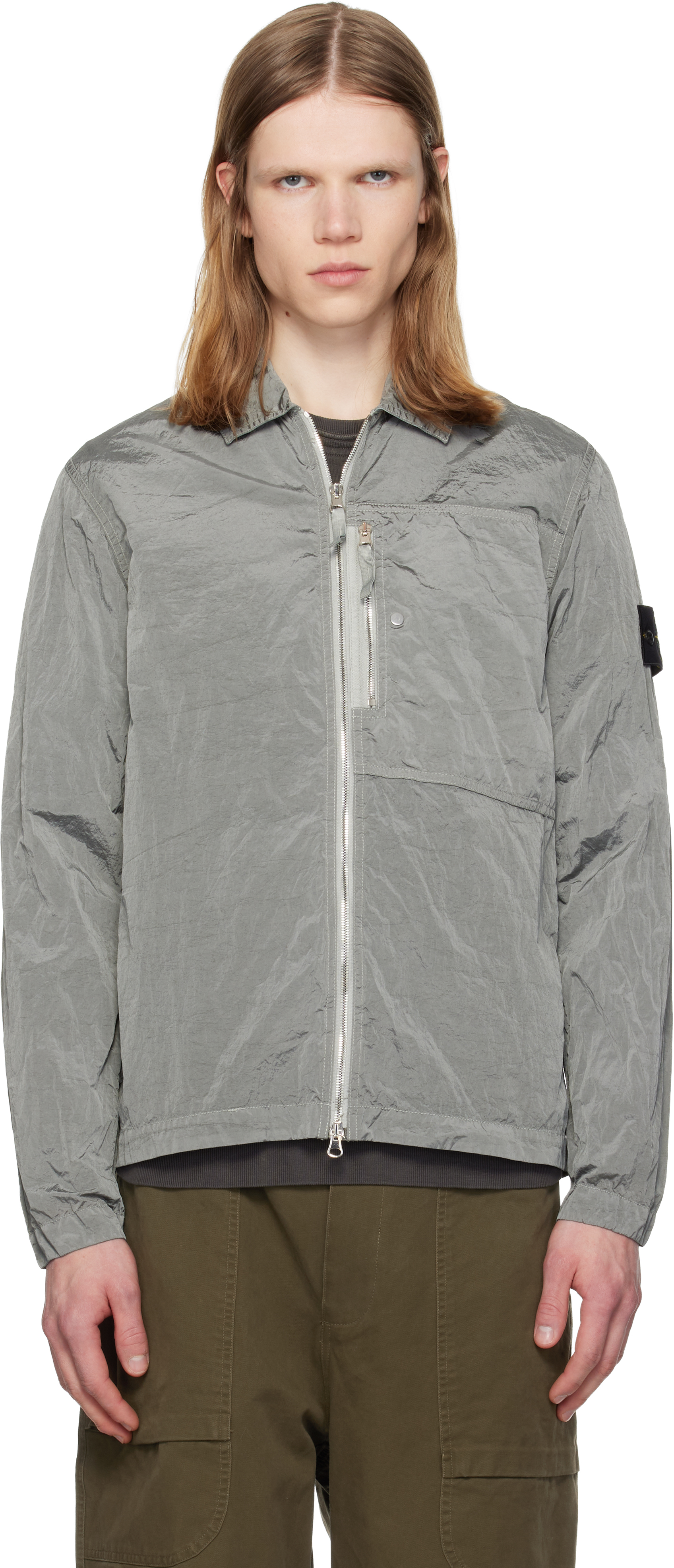 Stone Island Gray 1200038 Nylon Metal ECONYL Overshirt