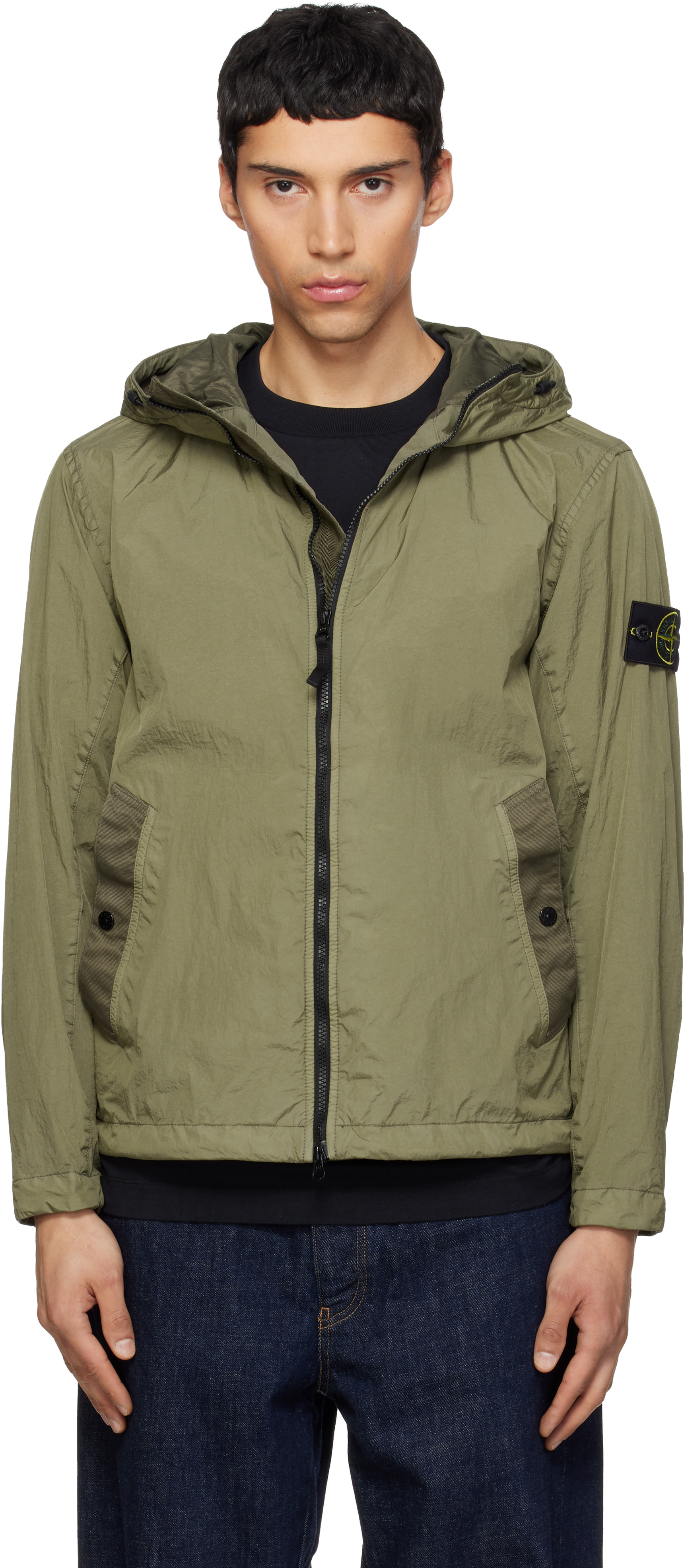 Stone Island: カーキ 4100001 Crinkle Reps NY ジャケット | SSENSE 日本